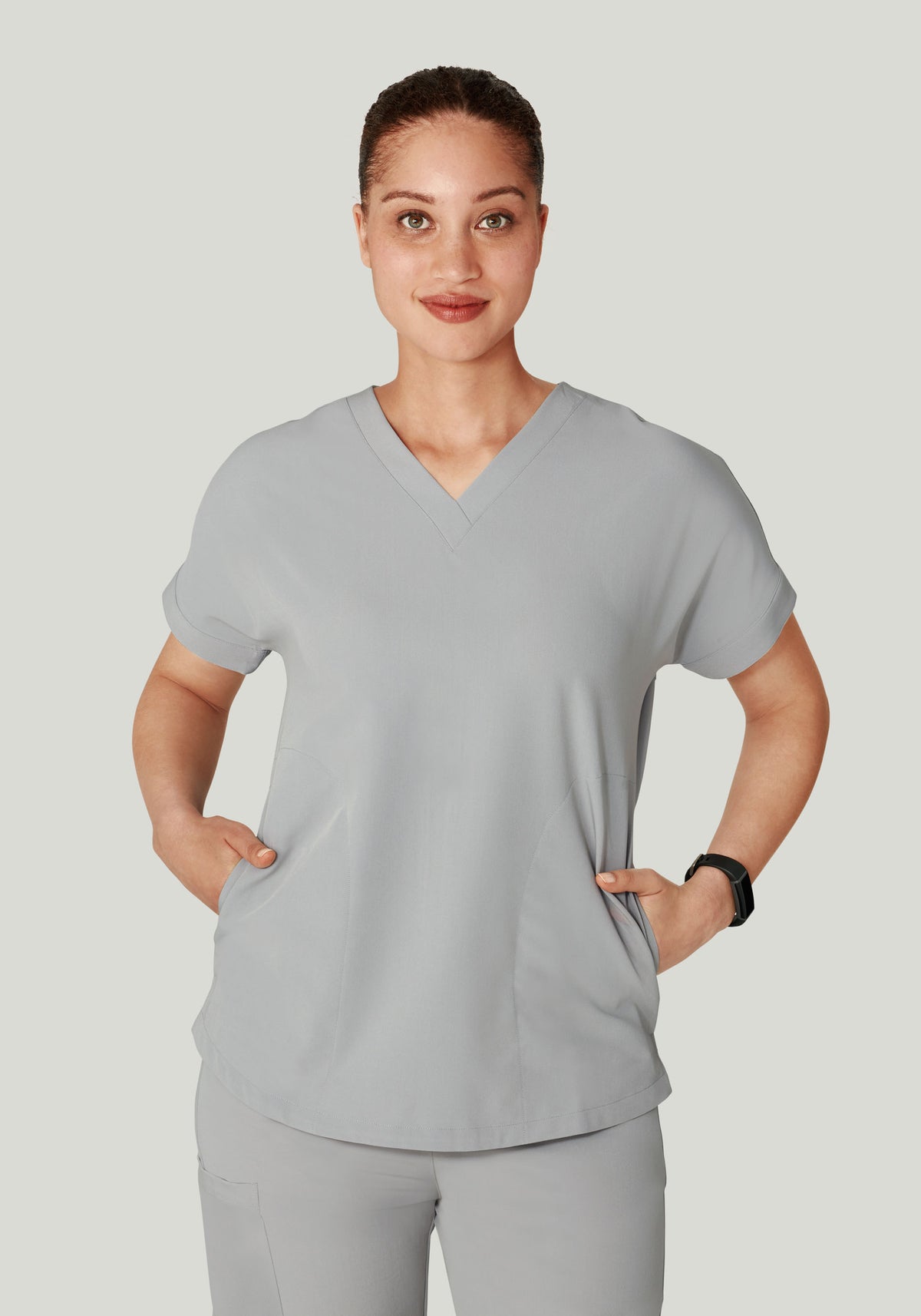 Women's Oversized V-Neck Scrub Top - Cloud | Mandala Scrubs