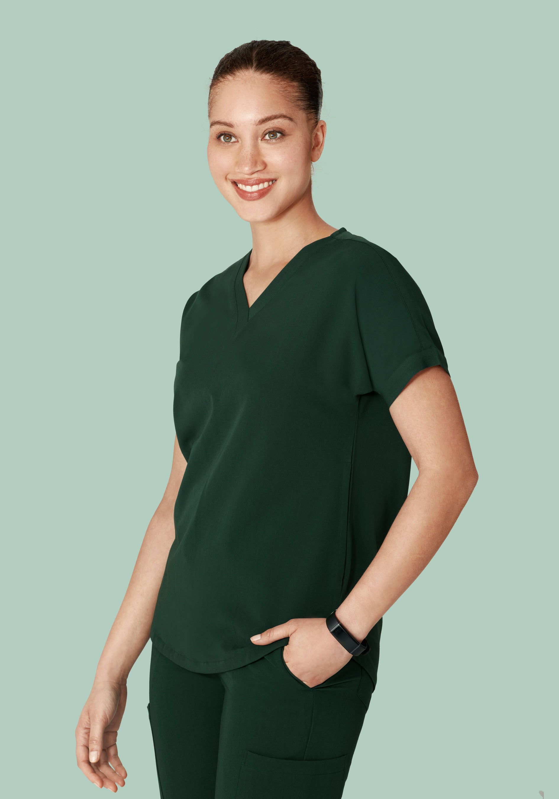 Oversized V Neck Top Midnight Green