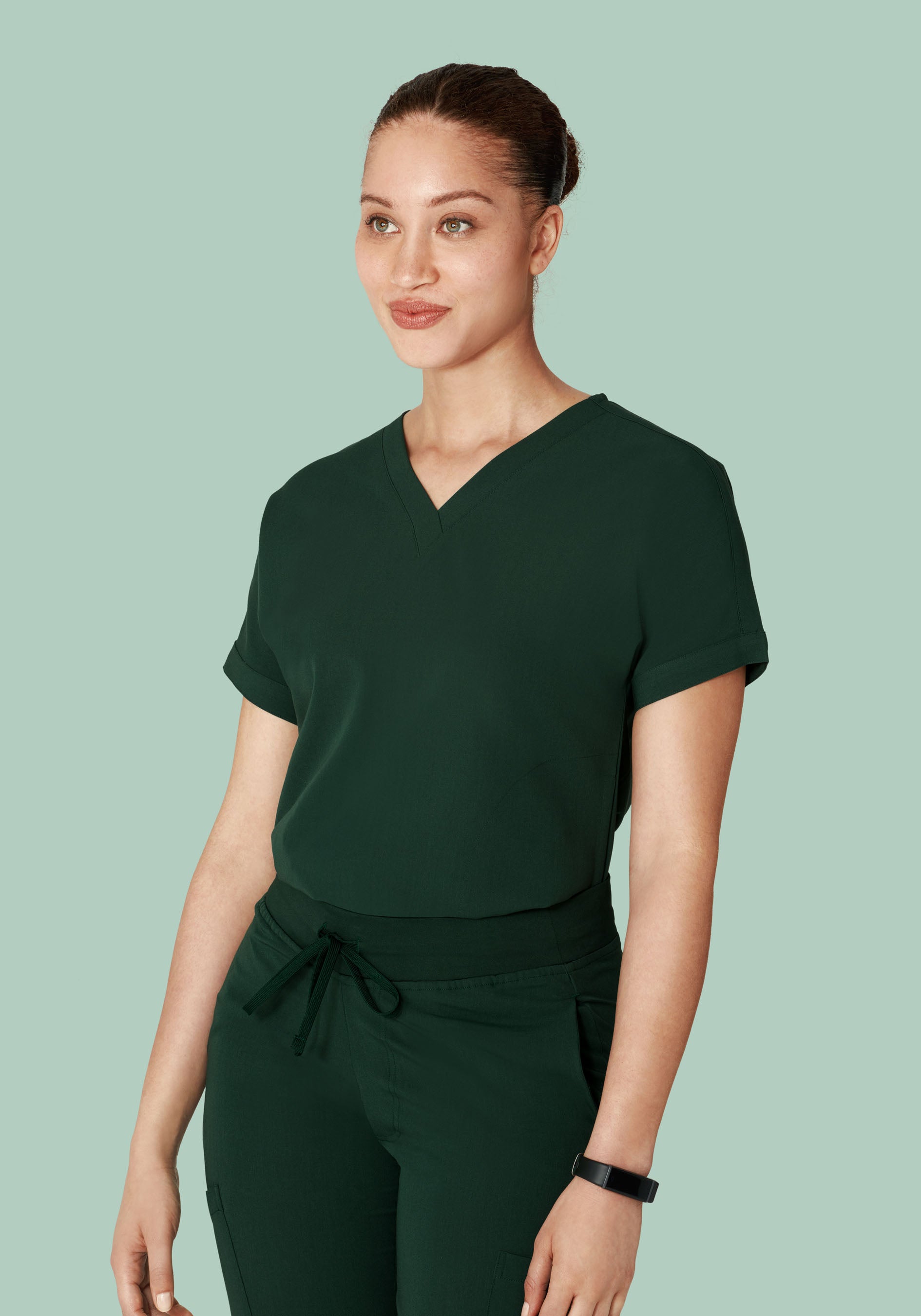 Oversized V Neck Top Midnight Green