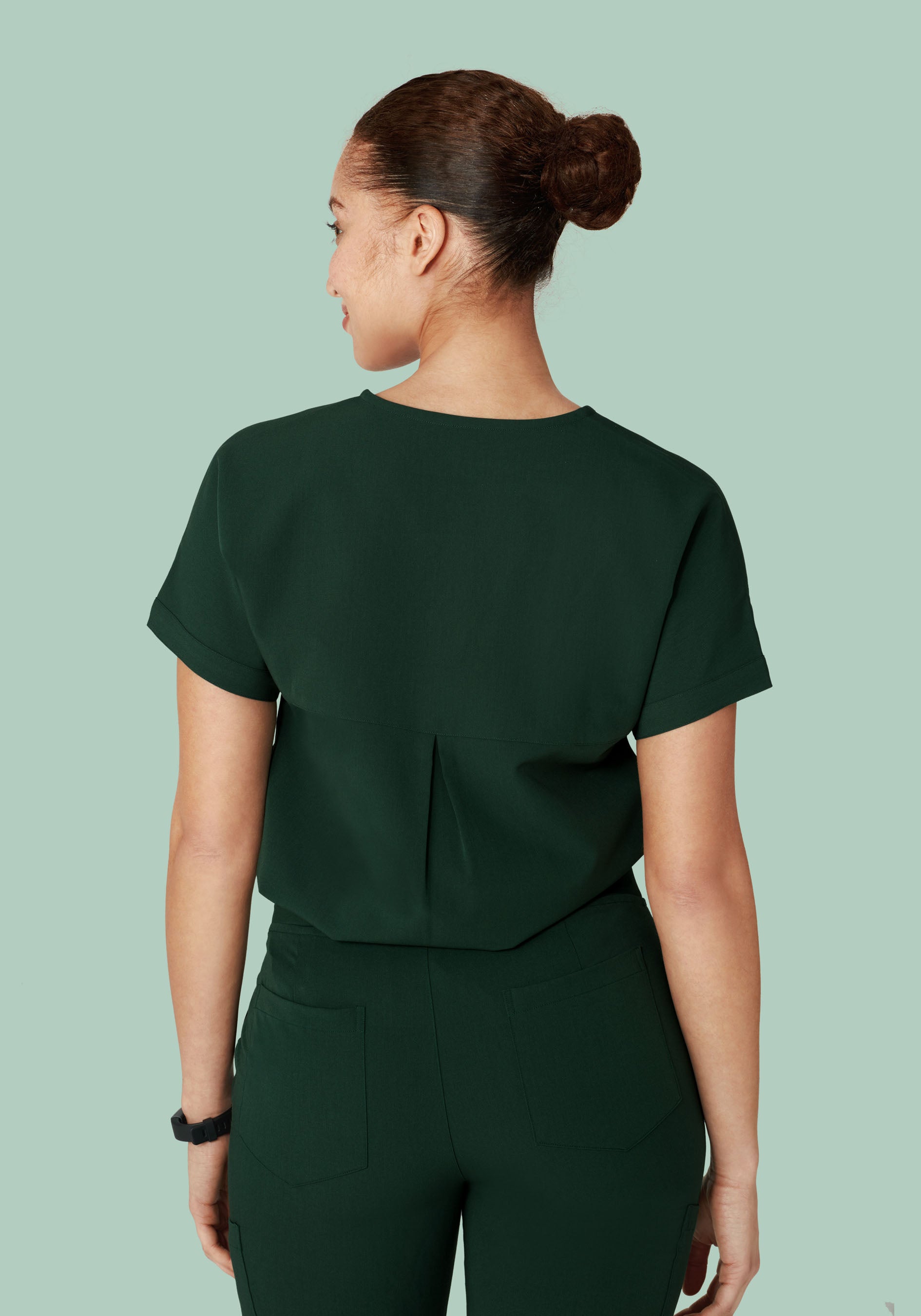 Oversized V Neck Top Midnight Green