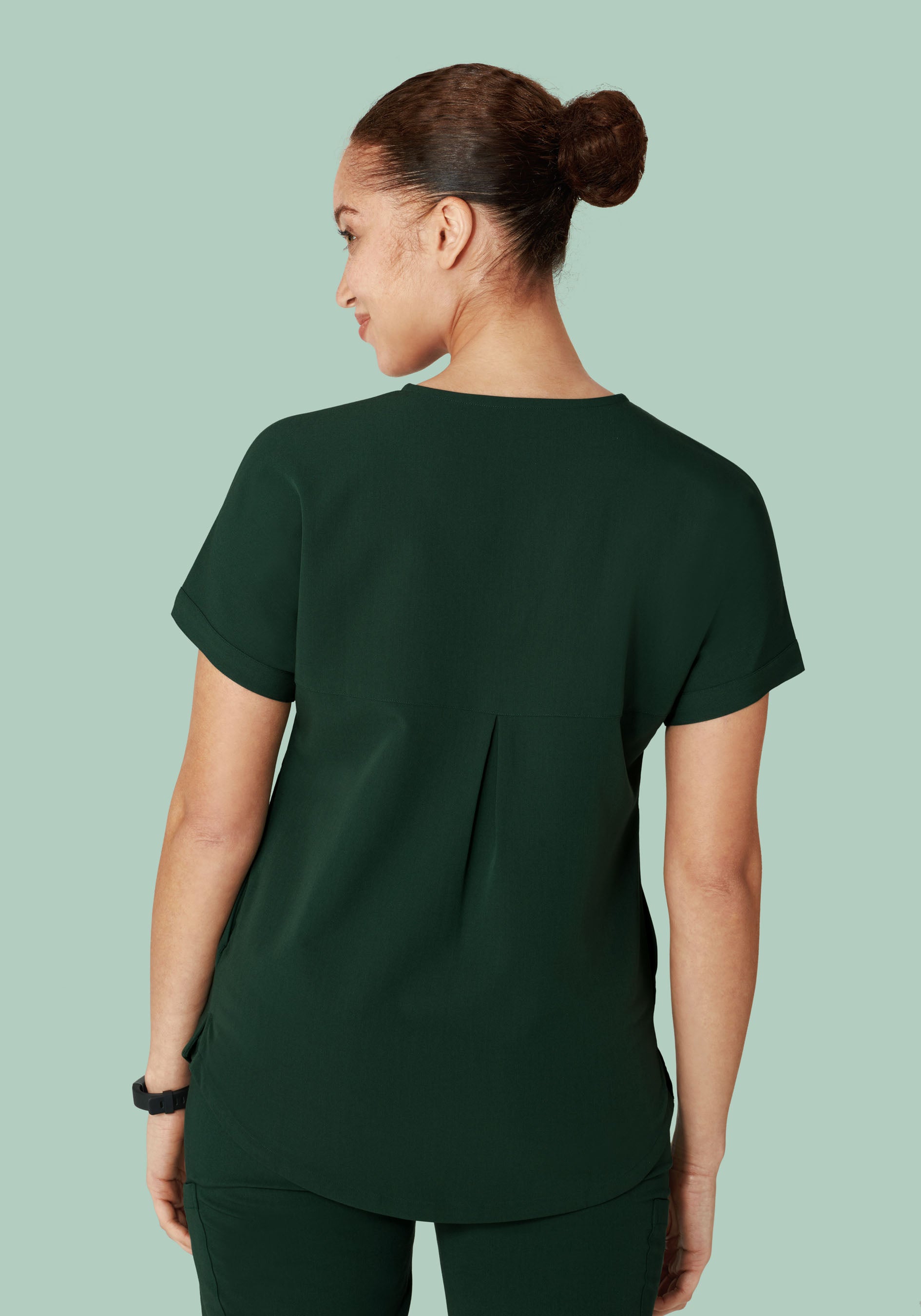 Oversized V Neck Top Midnight Green