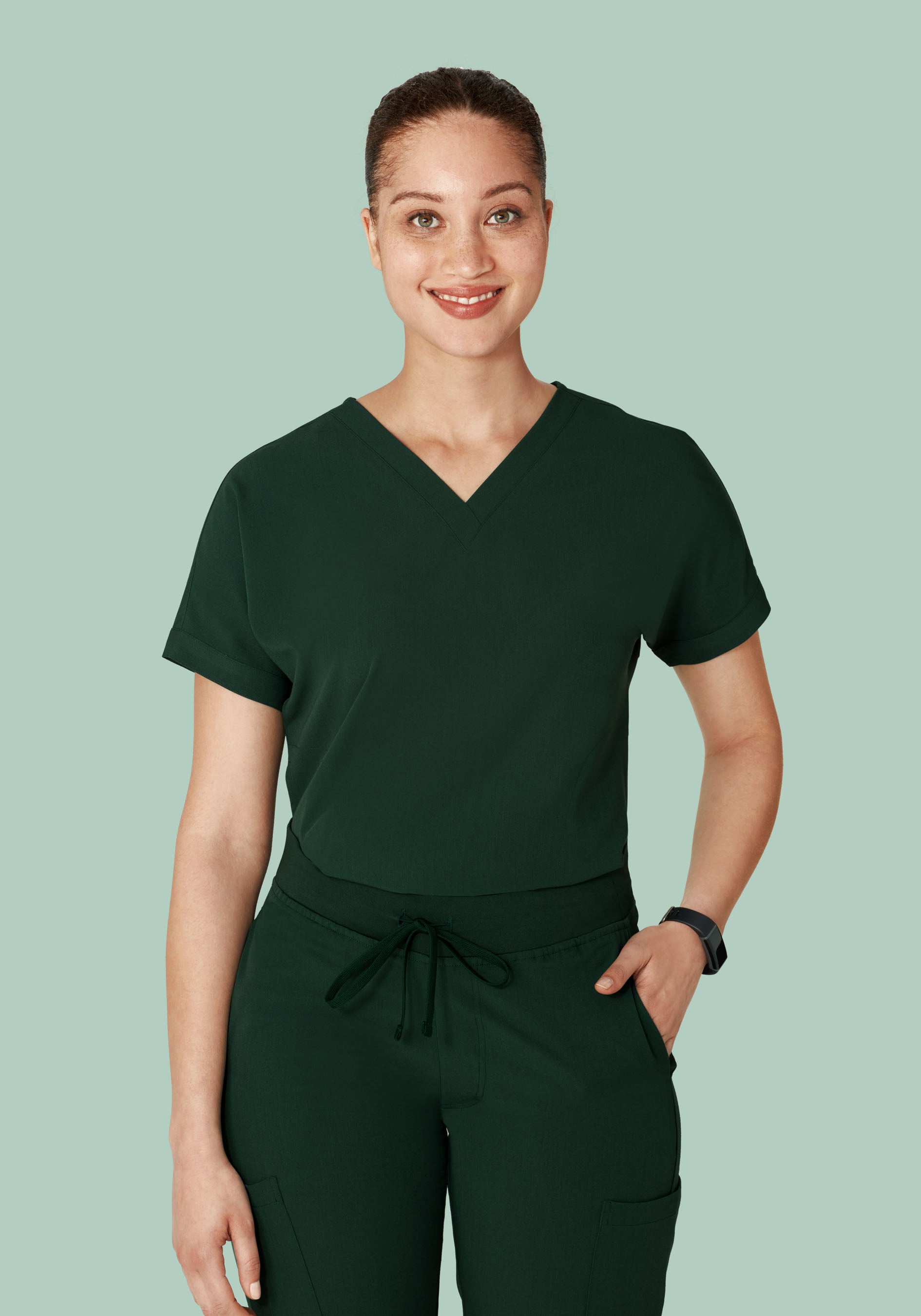 Oversized V Neck Top Midnight Green