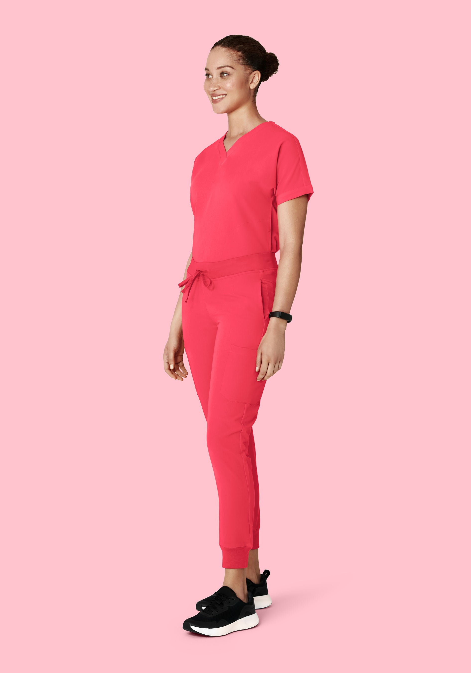 Women's Mid-Rise 9-Pocket Jogger Scrub Pants - Paradise Pink