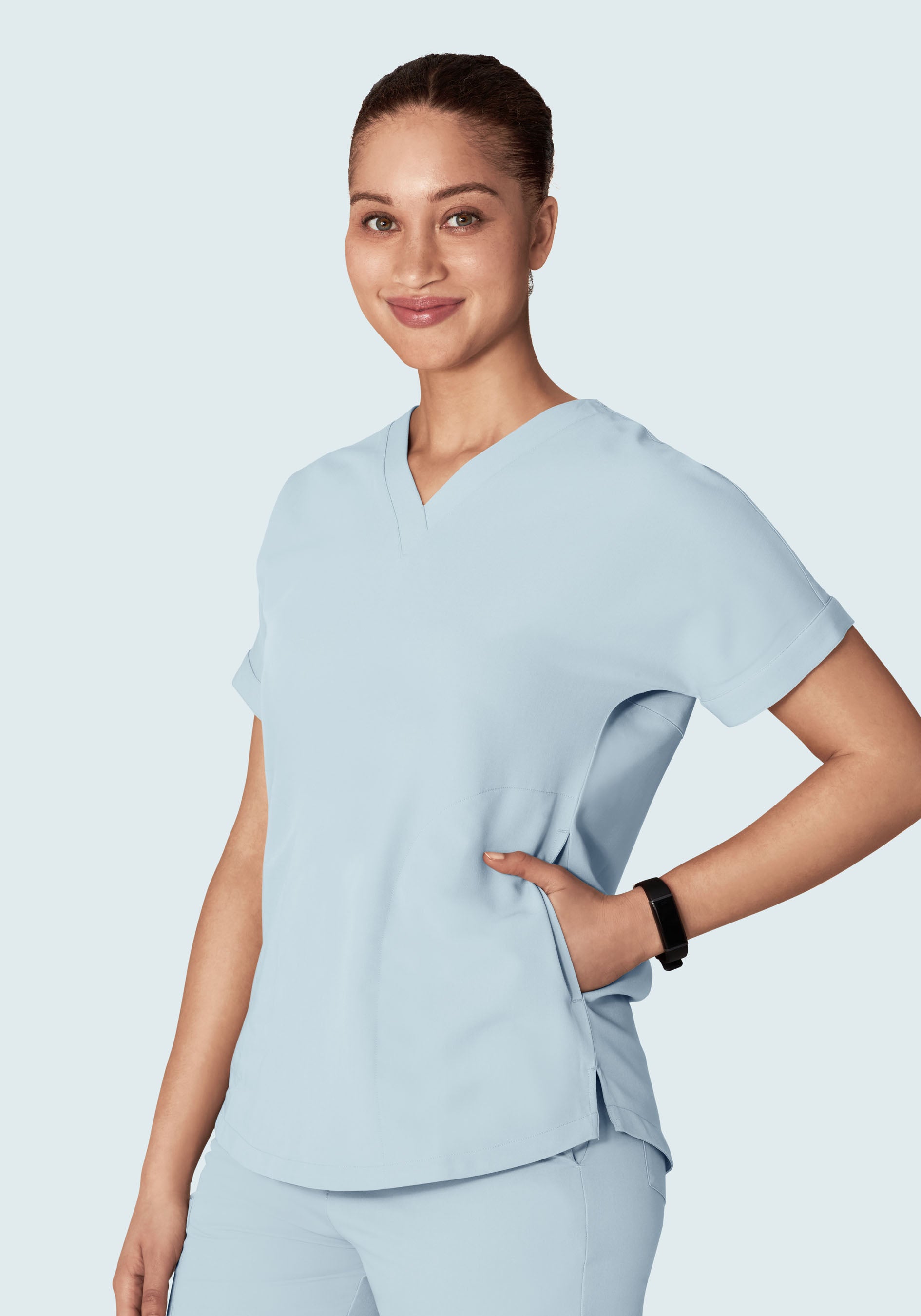Oversized V Neck Top Powder Blue