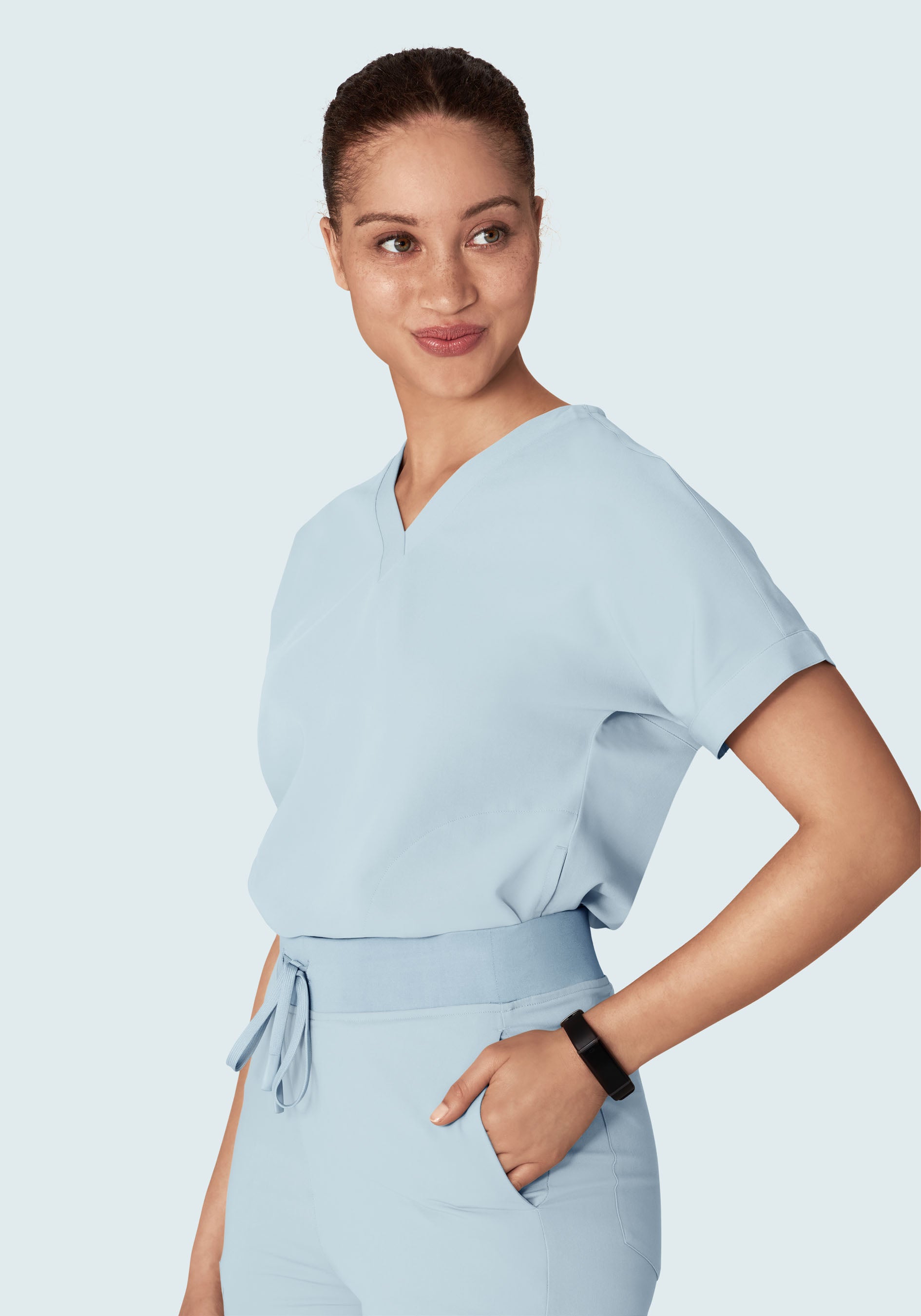 Oversized V Neck Top Powder Blue
