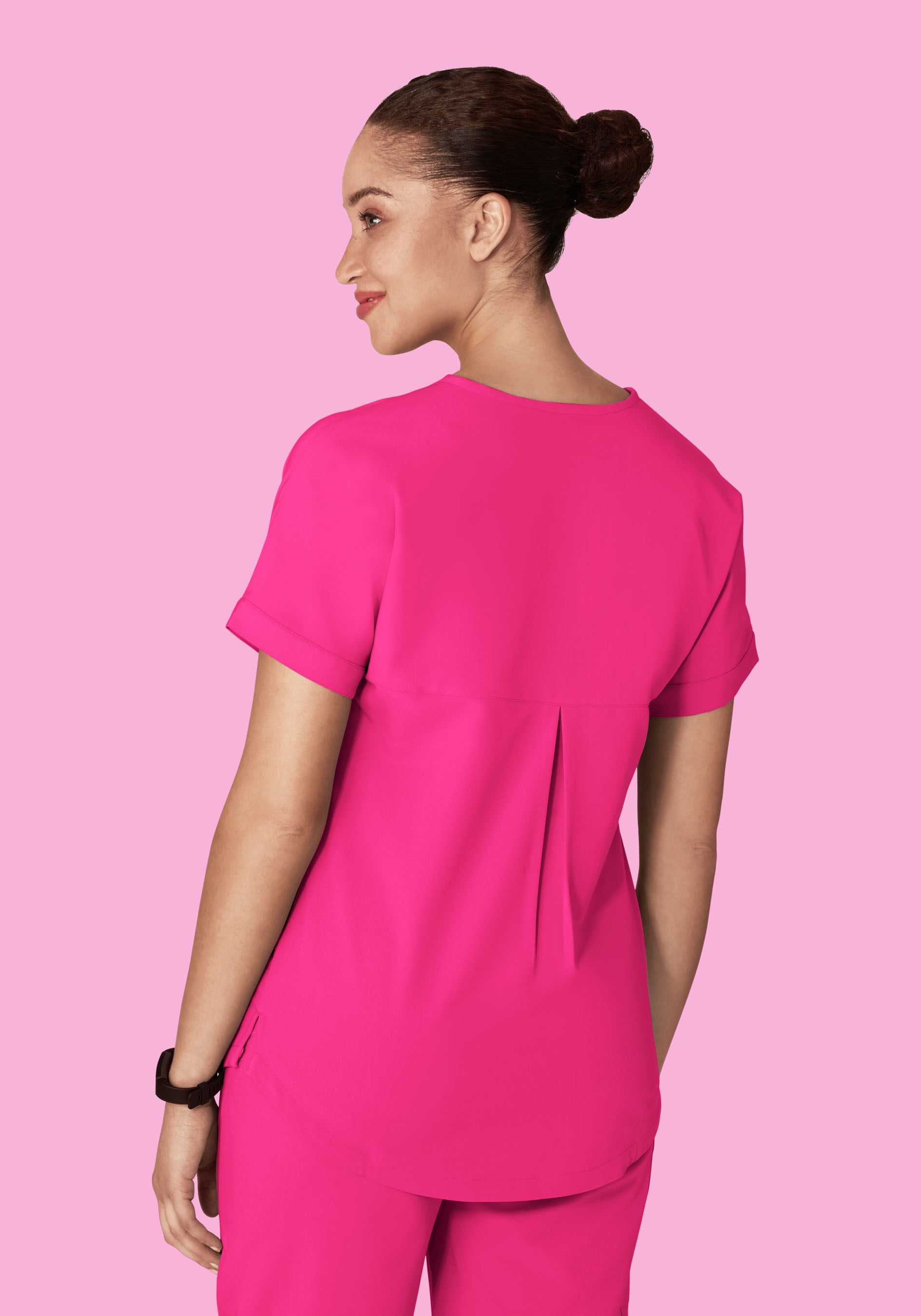 Oversized V Neck Top Shocking Pink