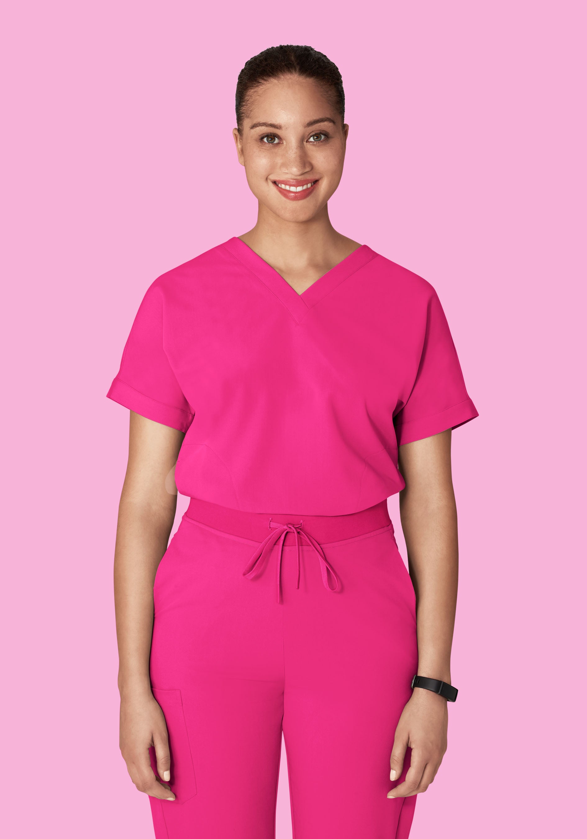 Oversized V Neck Top Shocking Pink