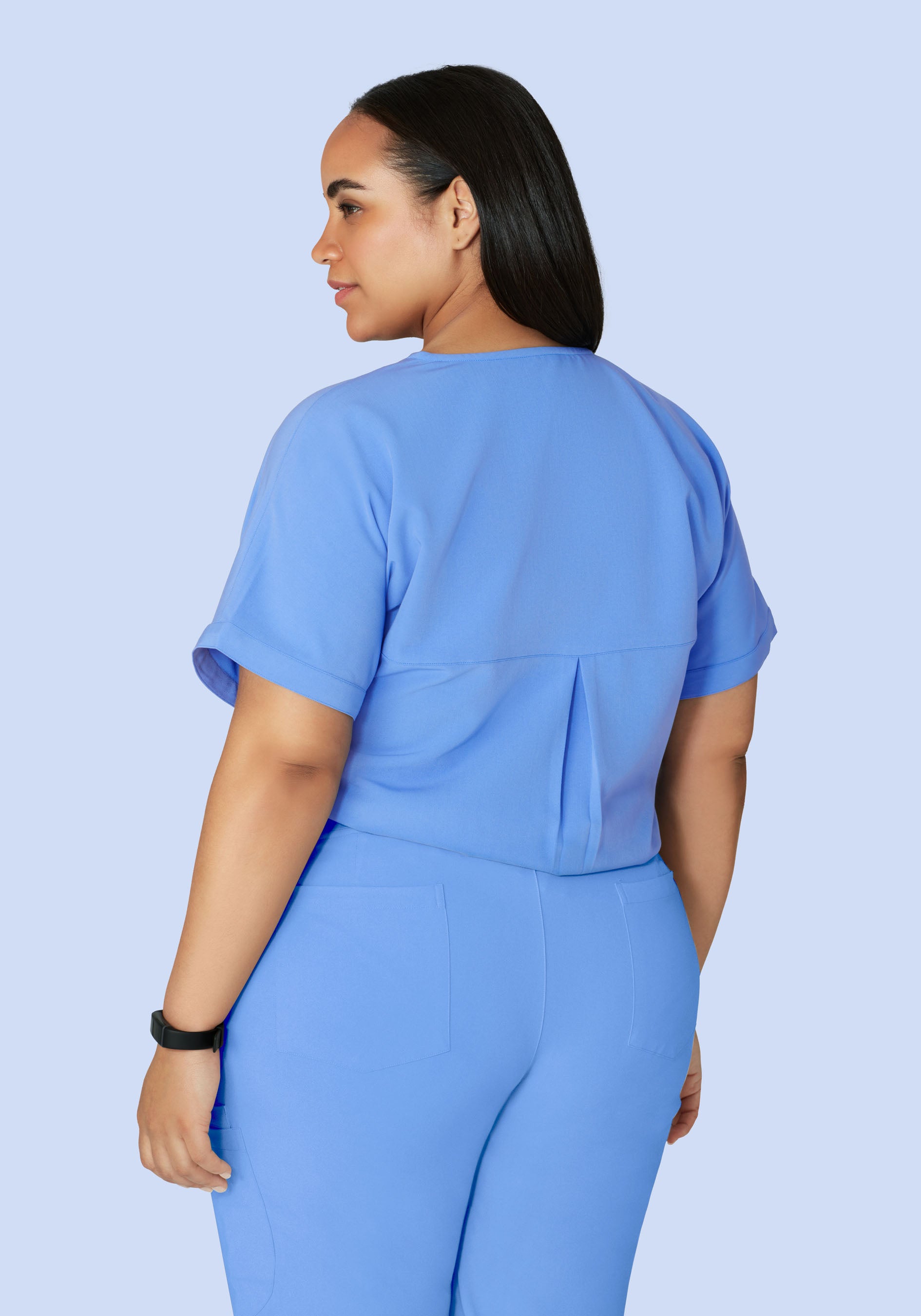 Oversized V Neck Top Ceil Blue