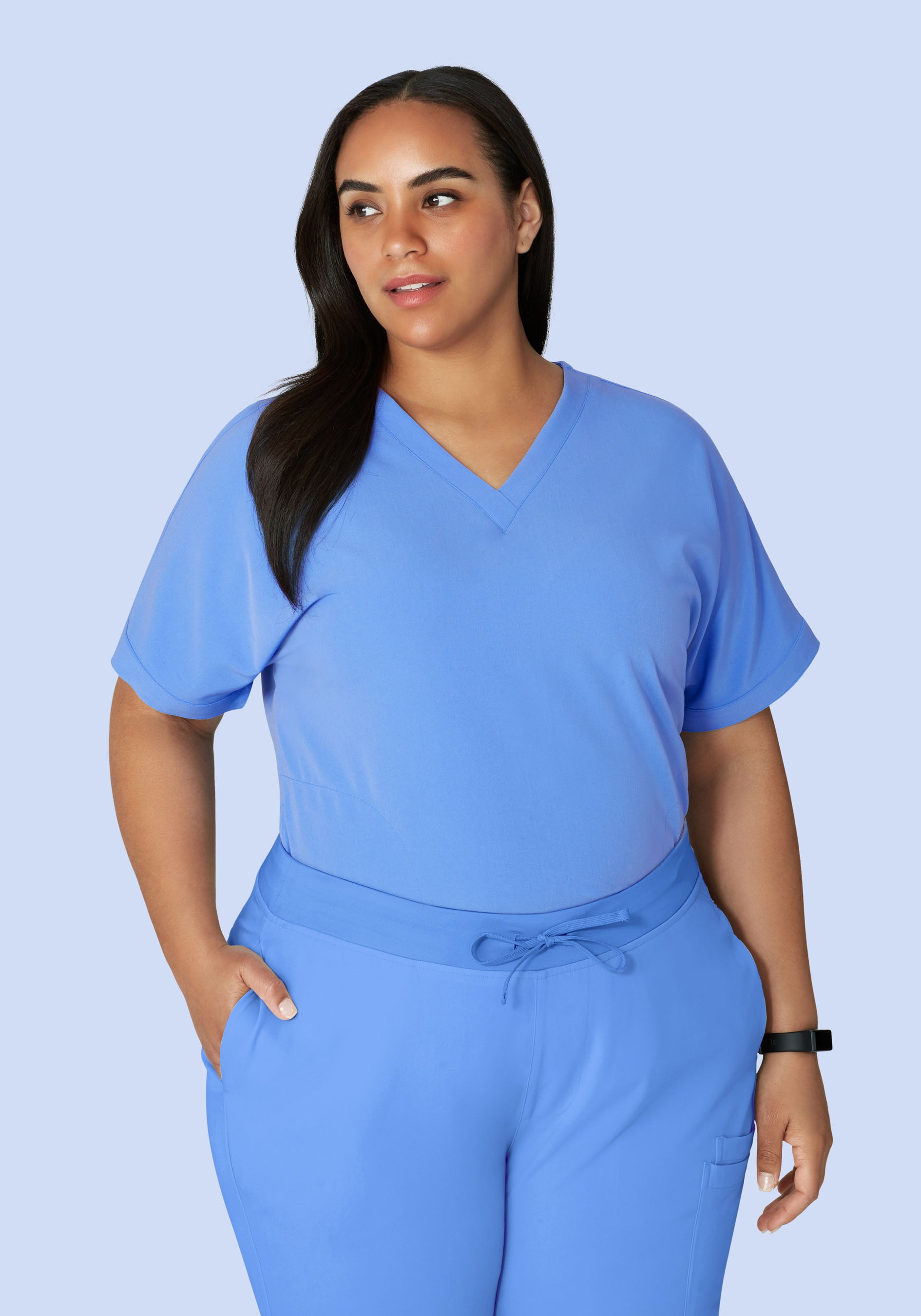 Oversized V Neck Top Ceil Blue