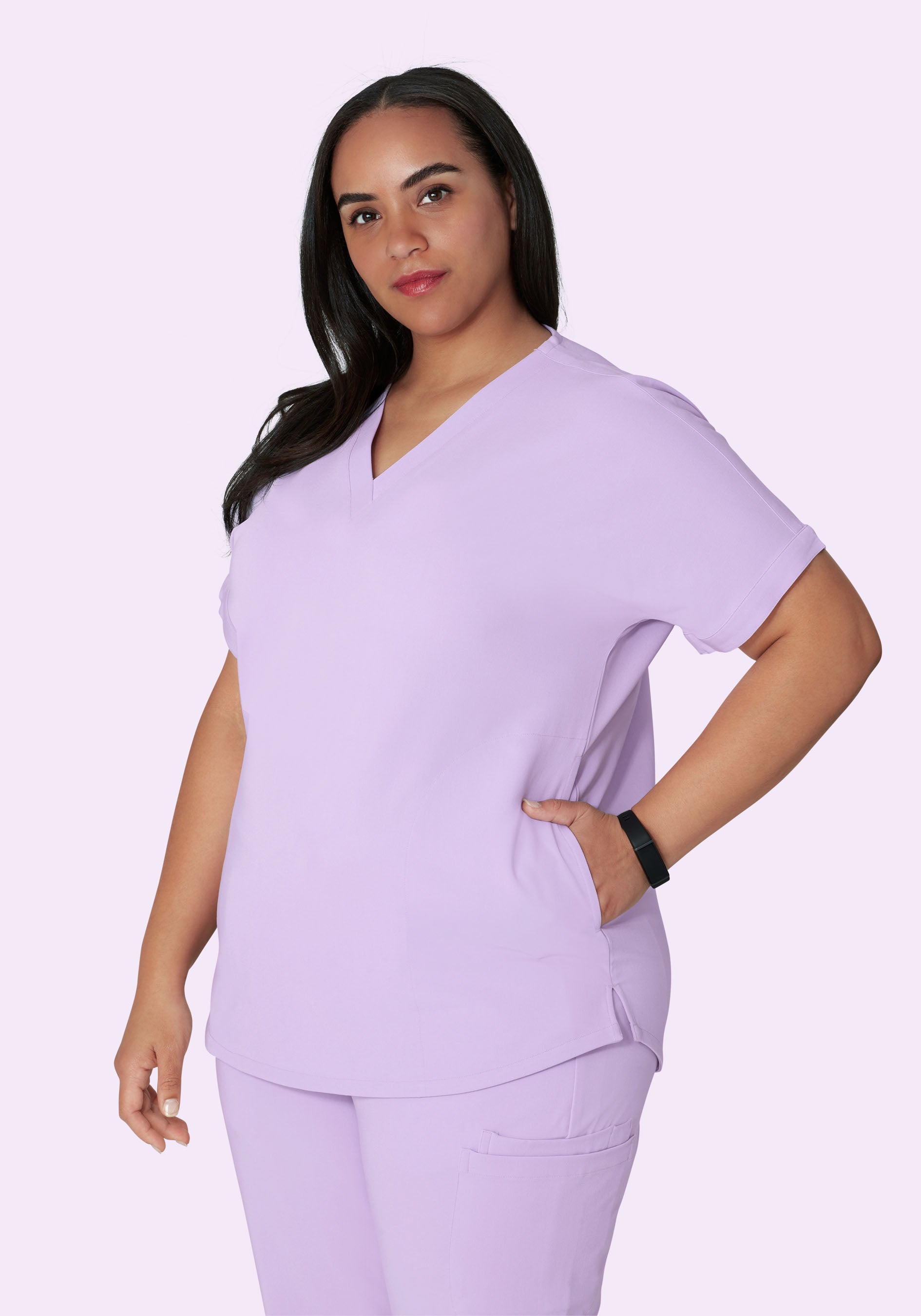 Oversized V Neck Top Cool Lavender