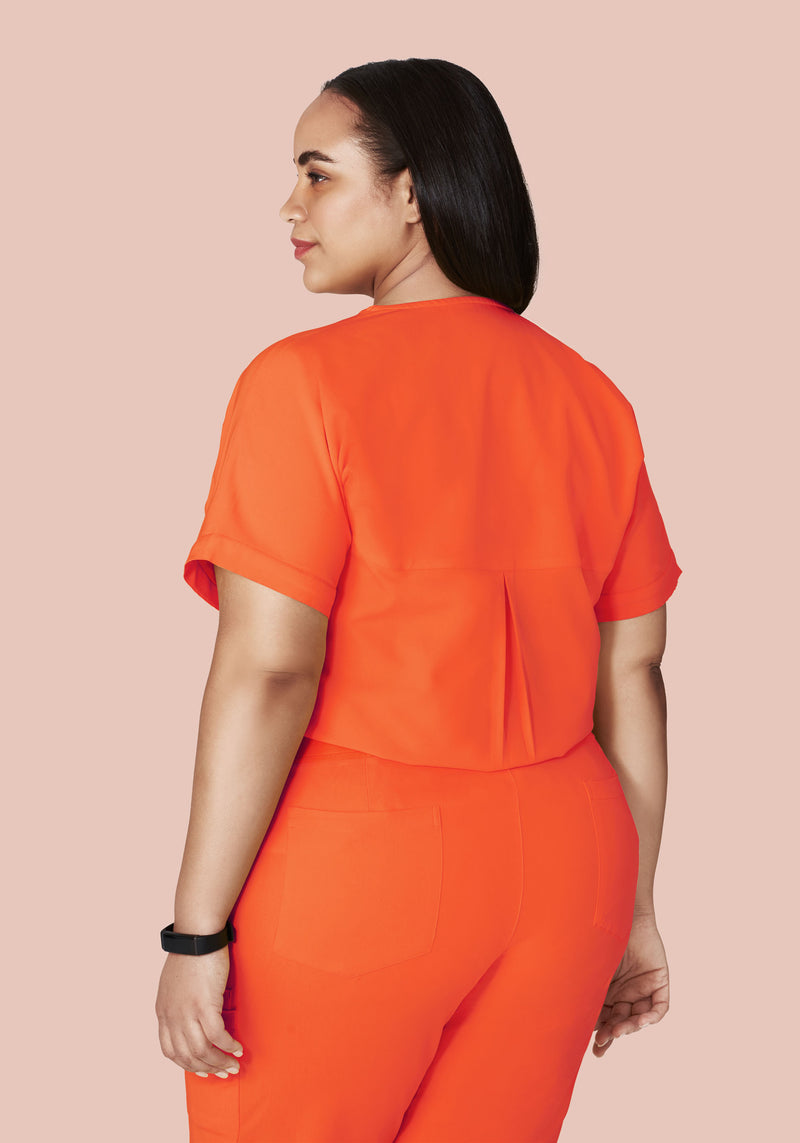 Oversized V Neck Top Neon Orange