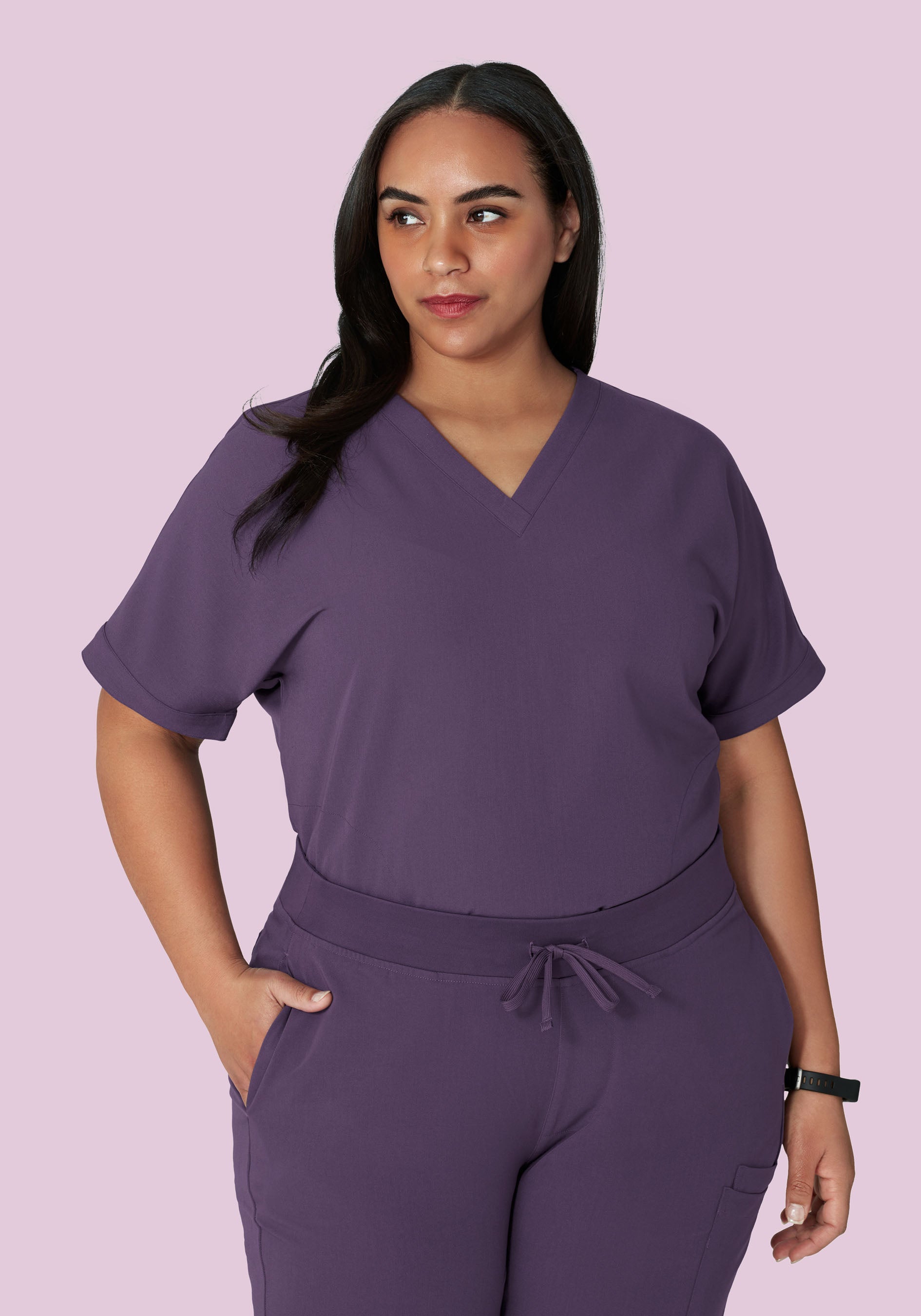 Oversized V Neck Top Deep Dewberry