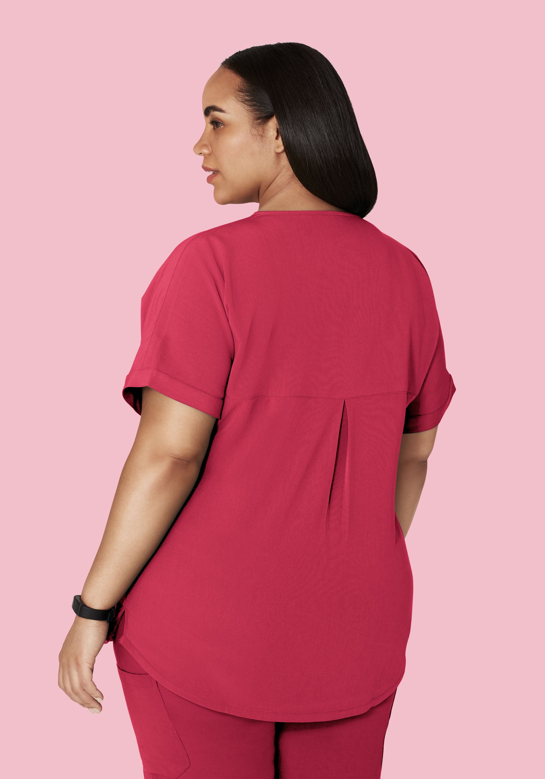 Oversized V Neck Top Deep Rose