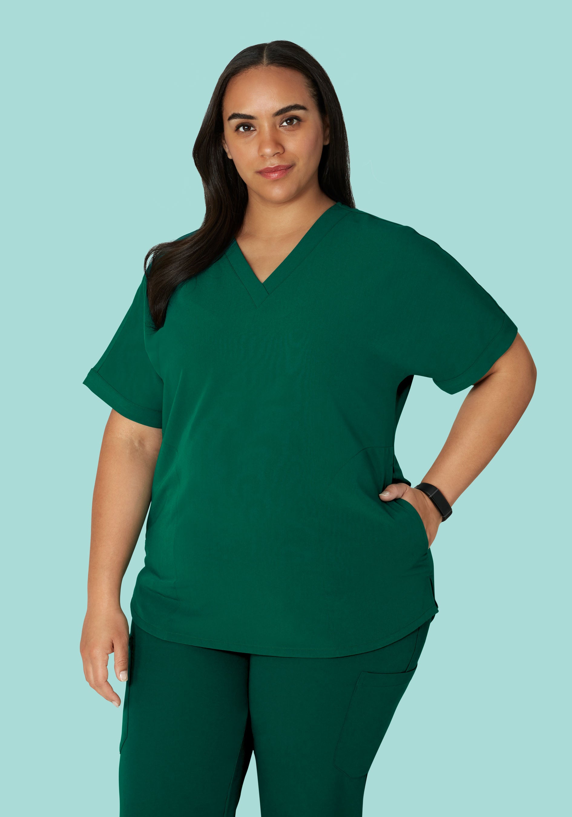 Oversized V Neck Top Hunter Green