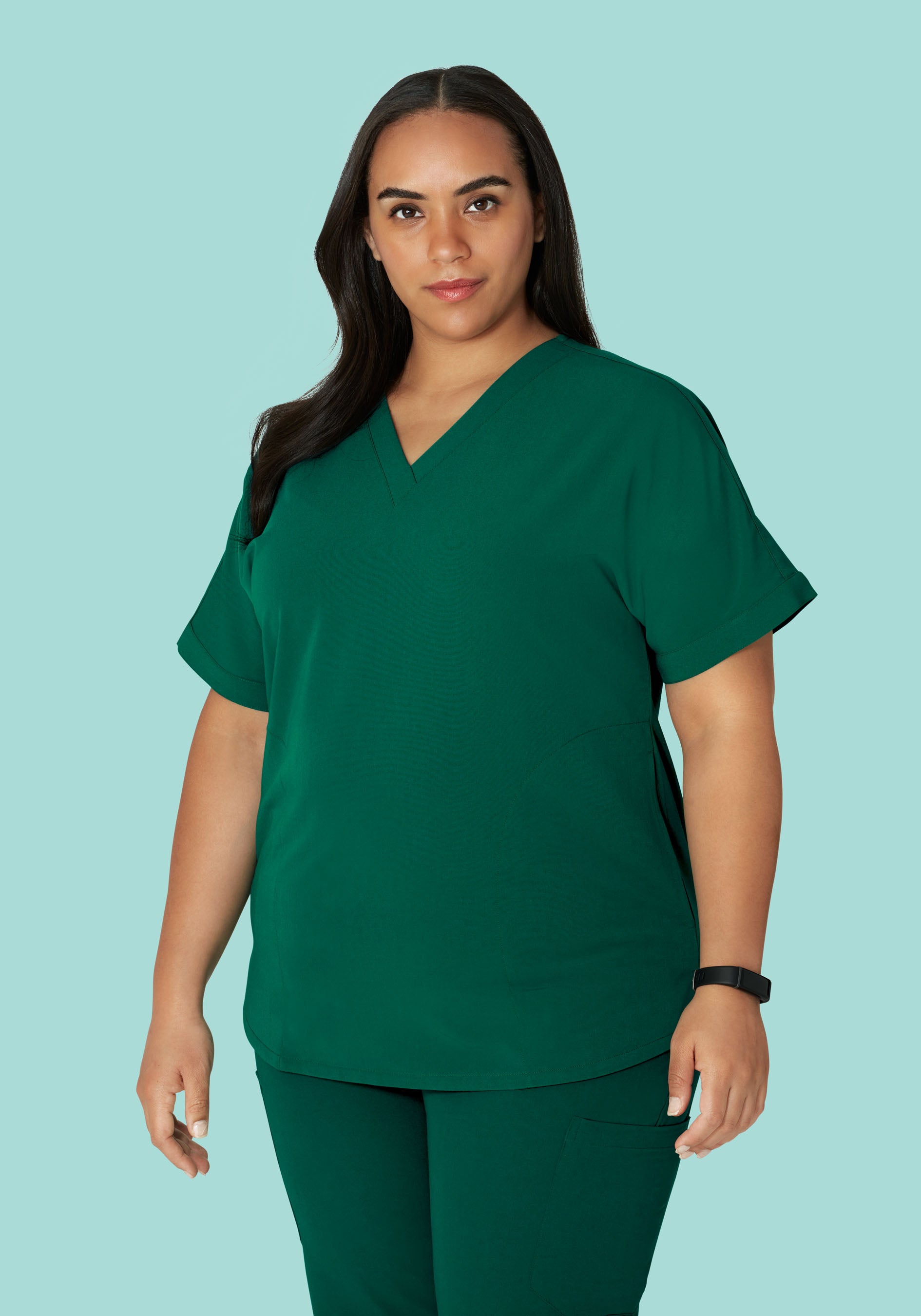 Oversized V Neck Top Hunter Green