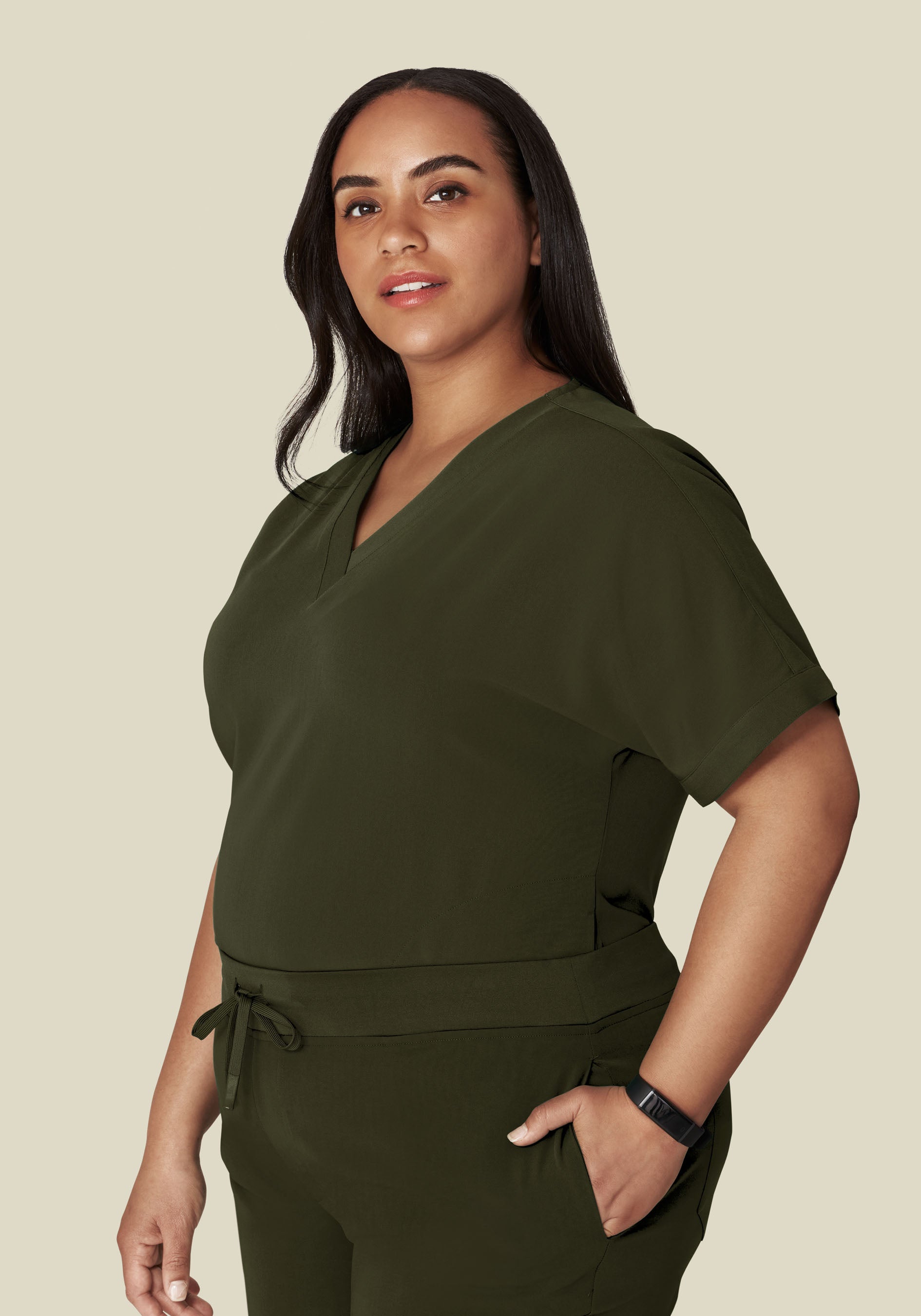 Oversized V Neck Top Olive