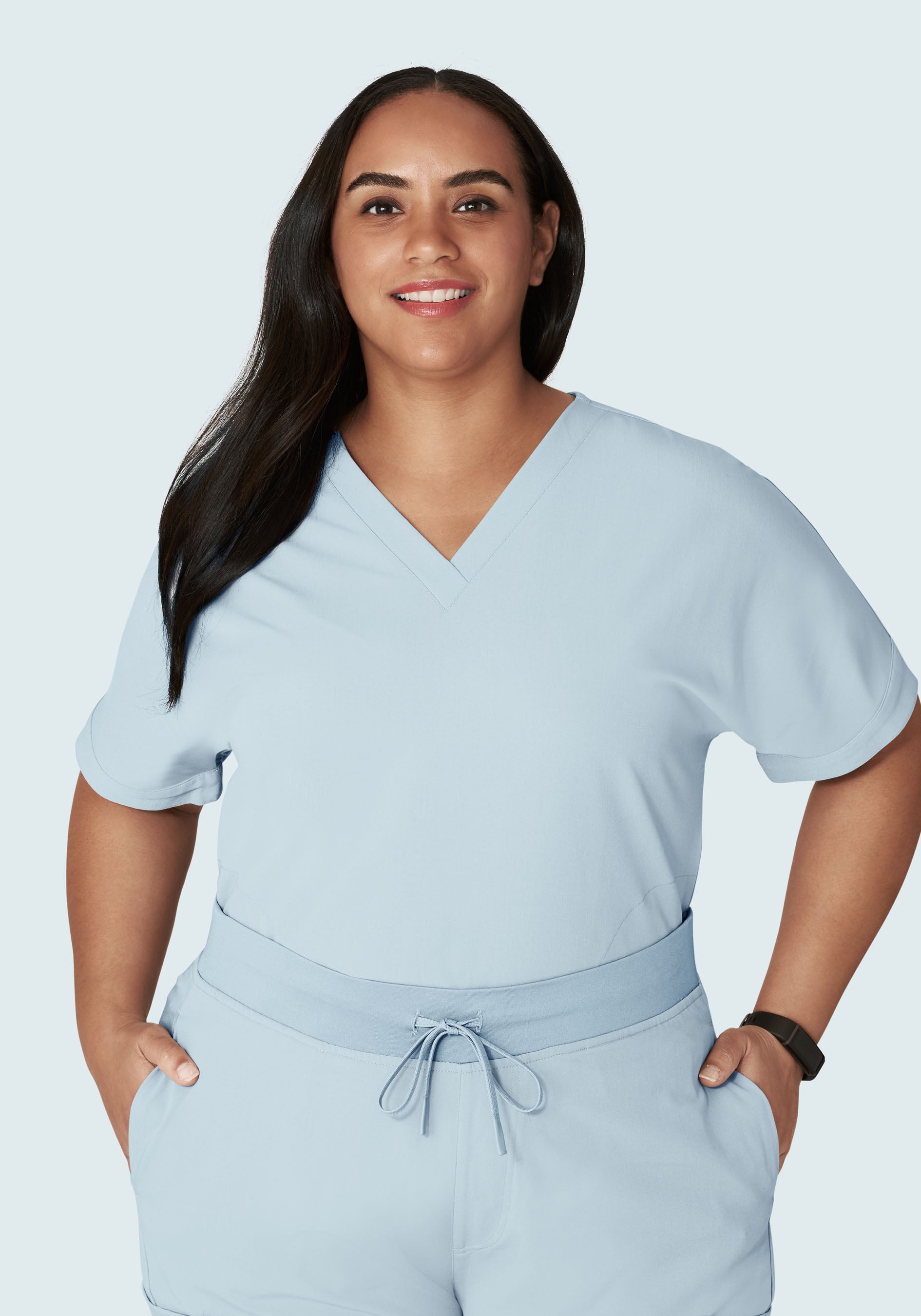 Oversized V Neck Top Powder Blue