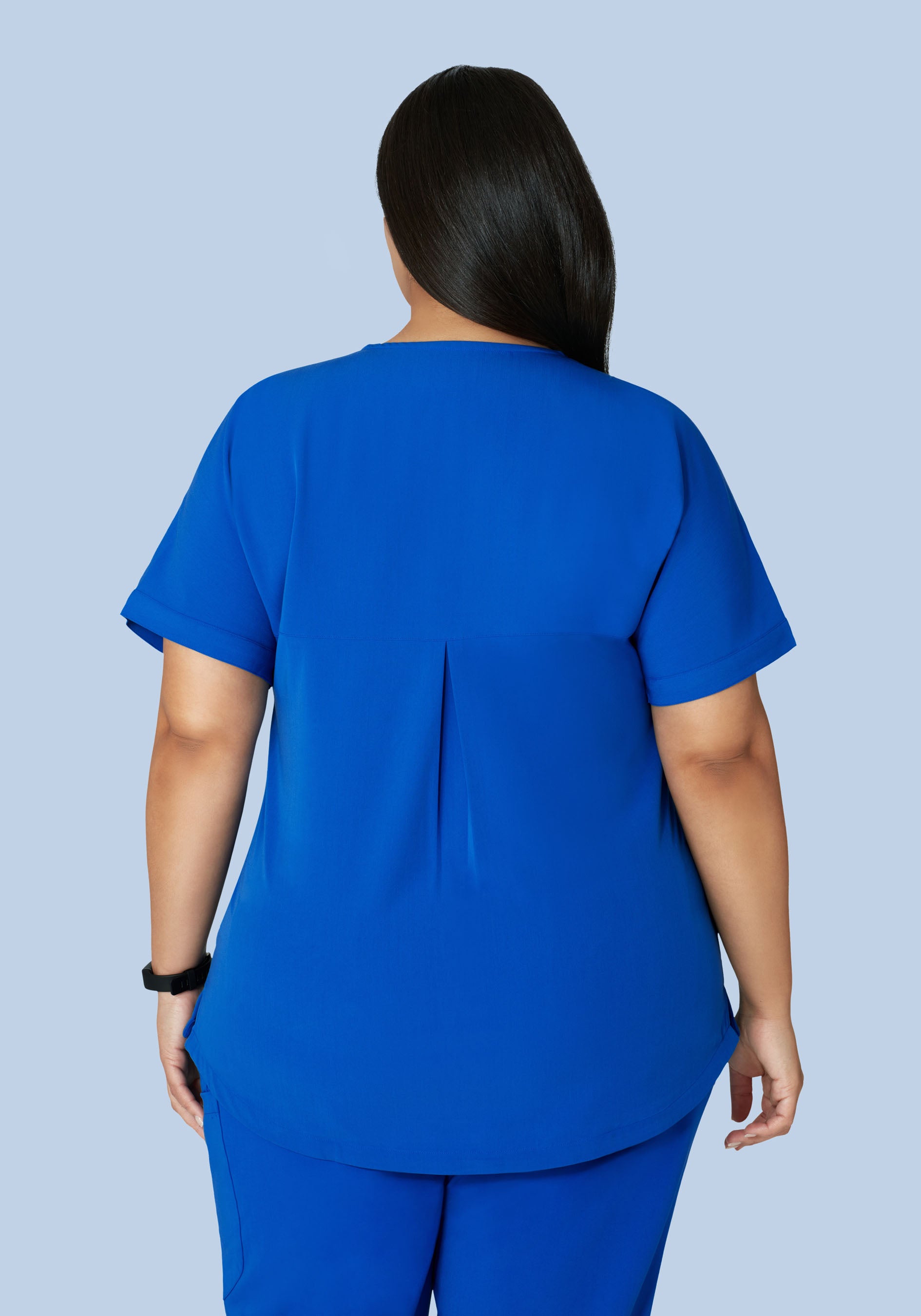 Oversized V Neck Top Royal Blue Mandala Scrubs