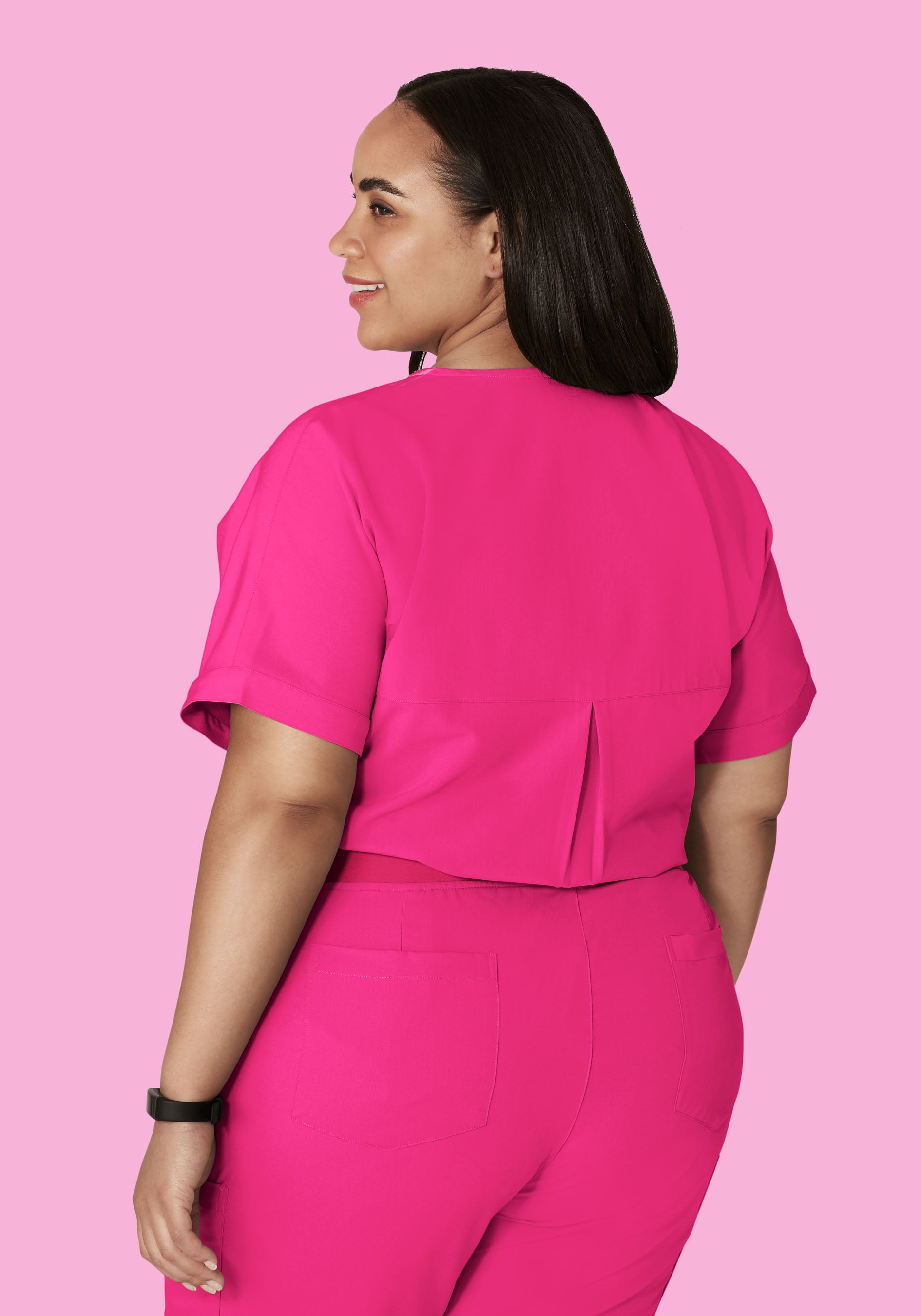 Oversized V Neck Top Shocking Pink