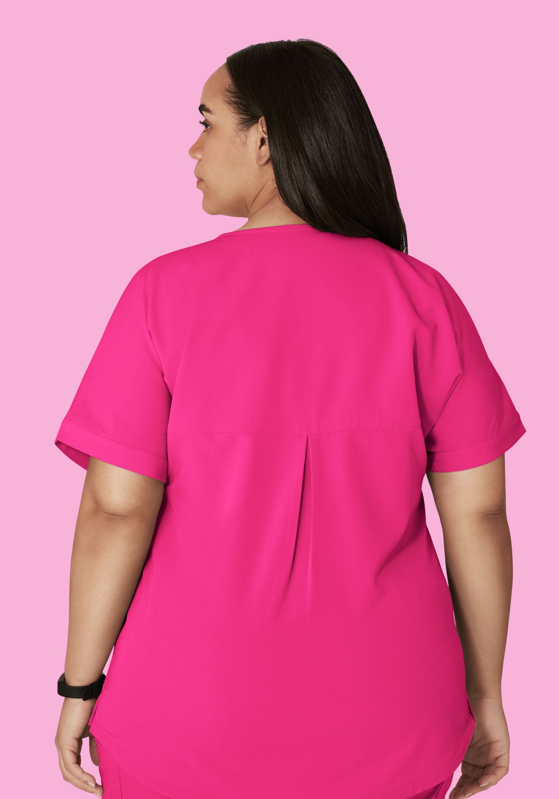 Oversized V Neck Top Shocking Pink