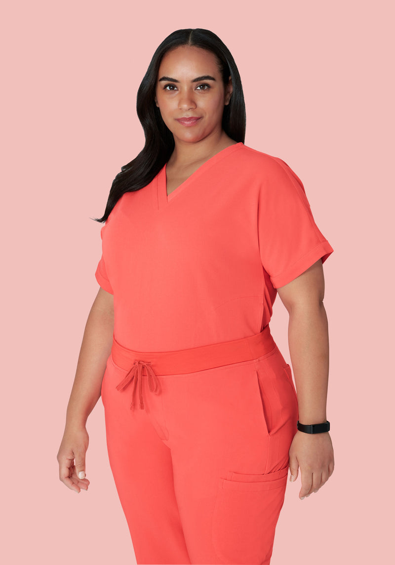 Oversized V Neck Top Sunkissed Coral