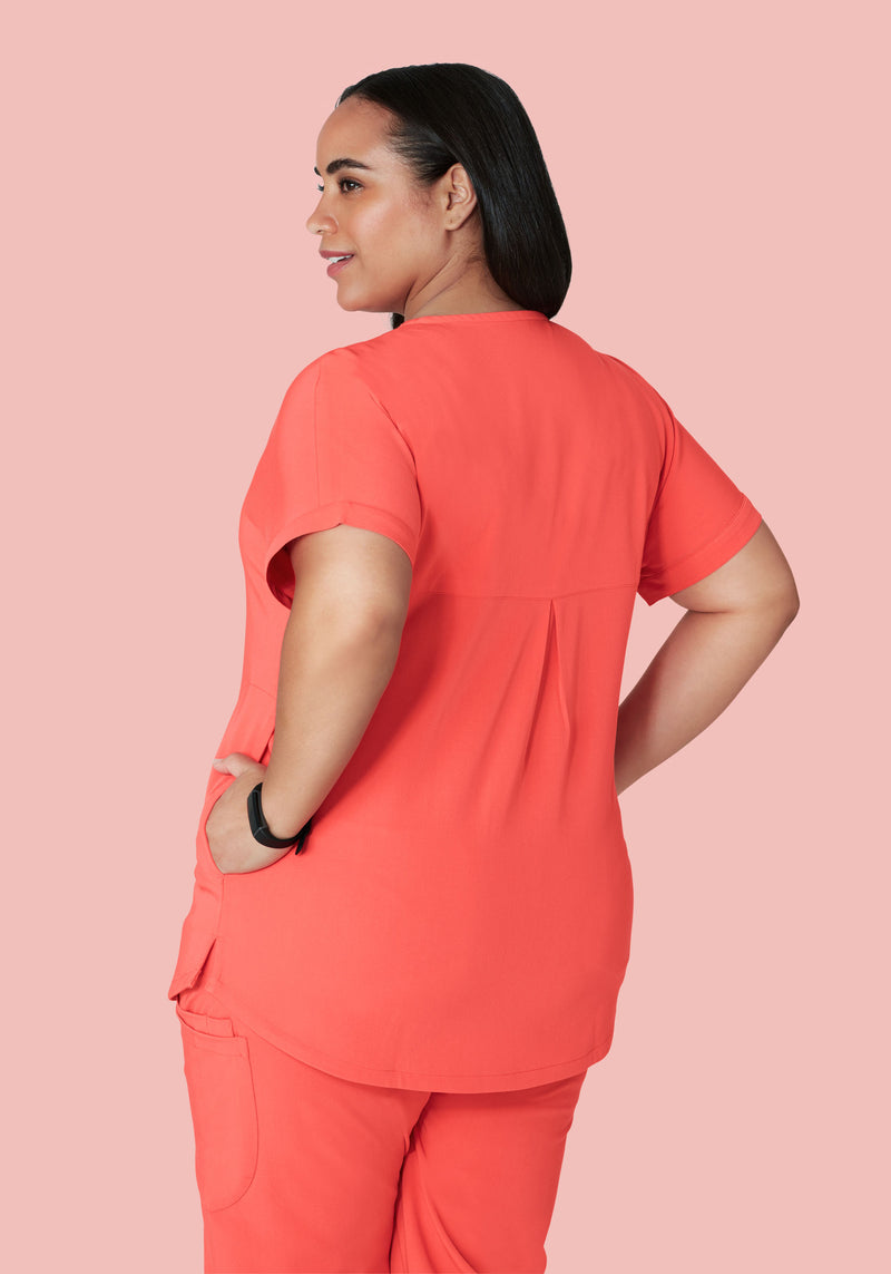 Oversized V Neck Top Sunkissed Coral