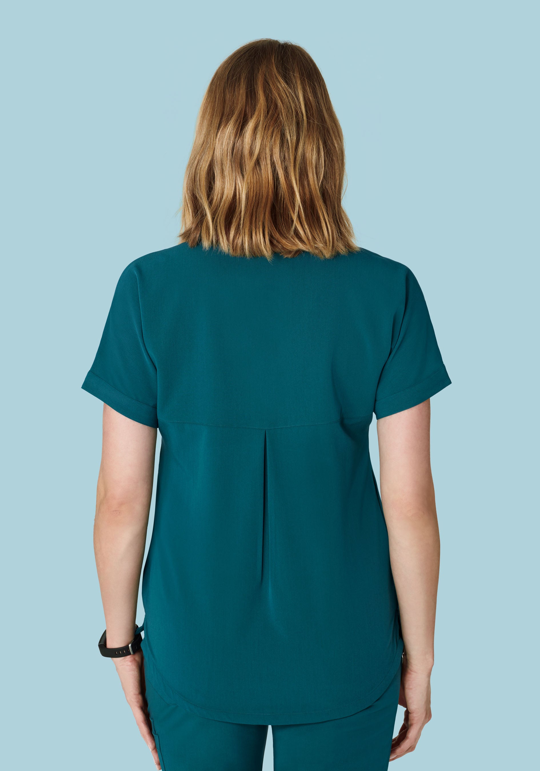 Oversized V Neck Top Caribbean Blue