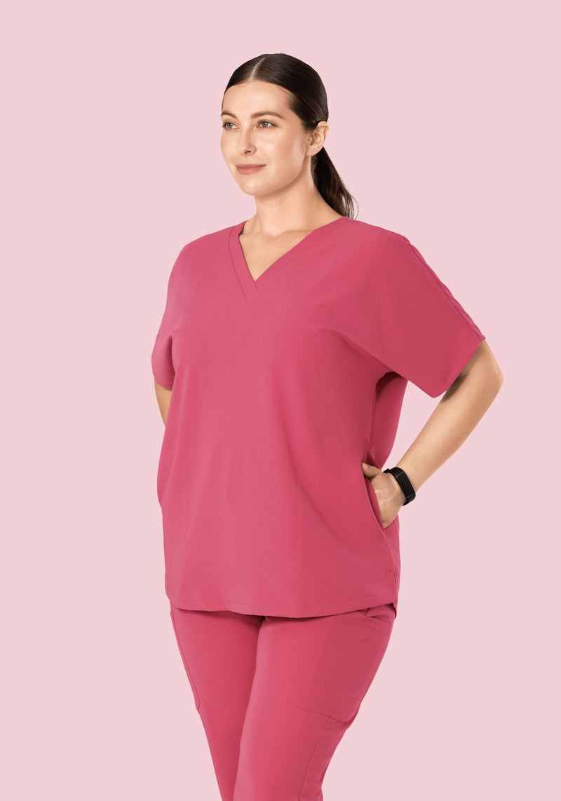 Oversized V Neck Top Jaipur Pink