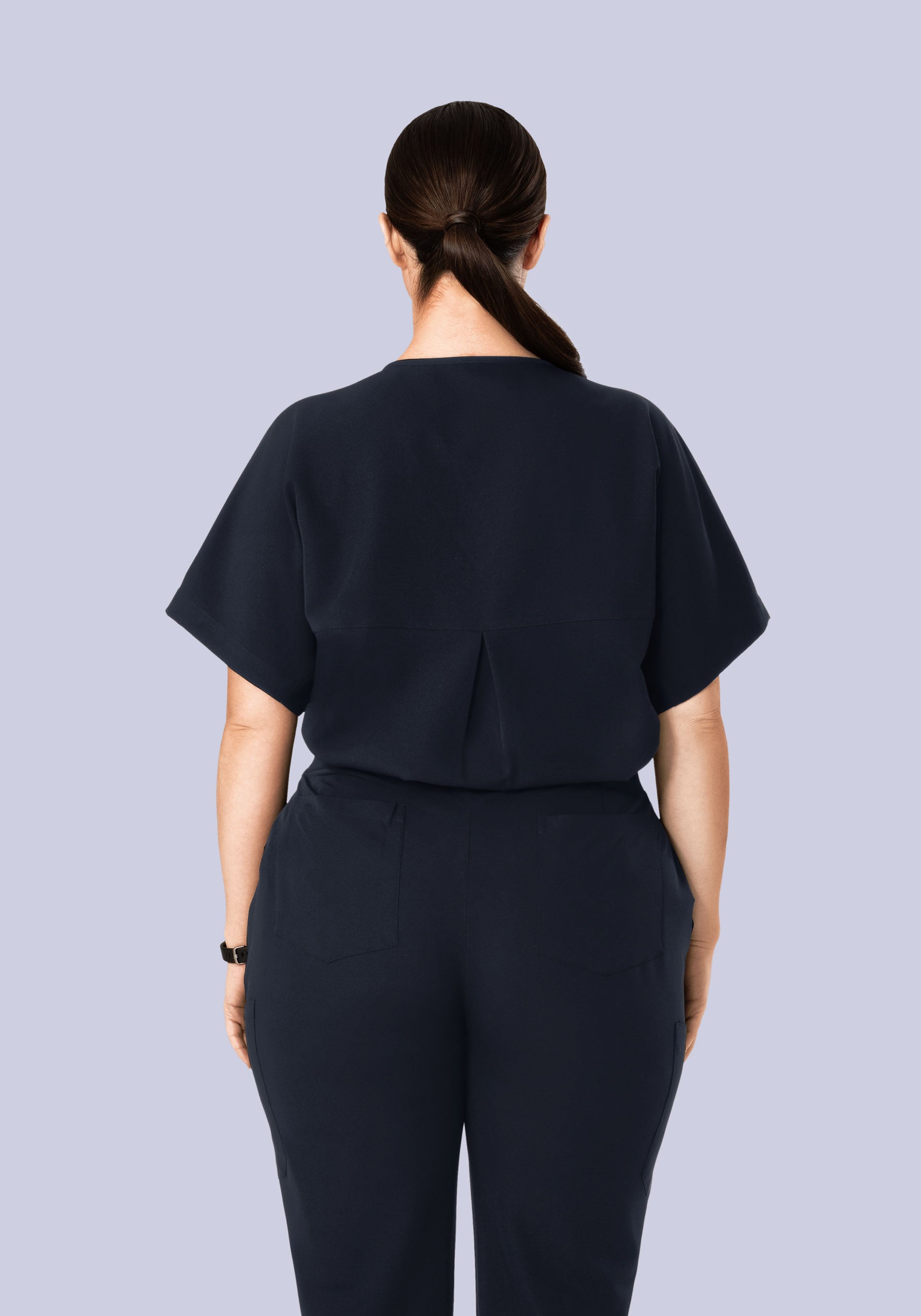 Oversized V Neck Top Midnight Navy