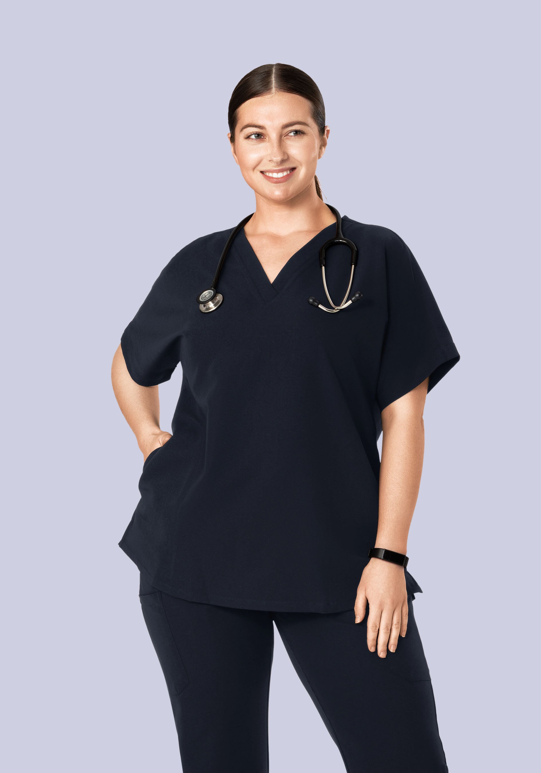 Oversized V Neck Top Midnight Navy