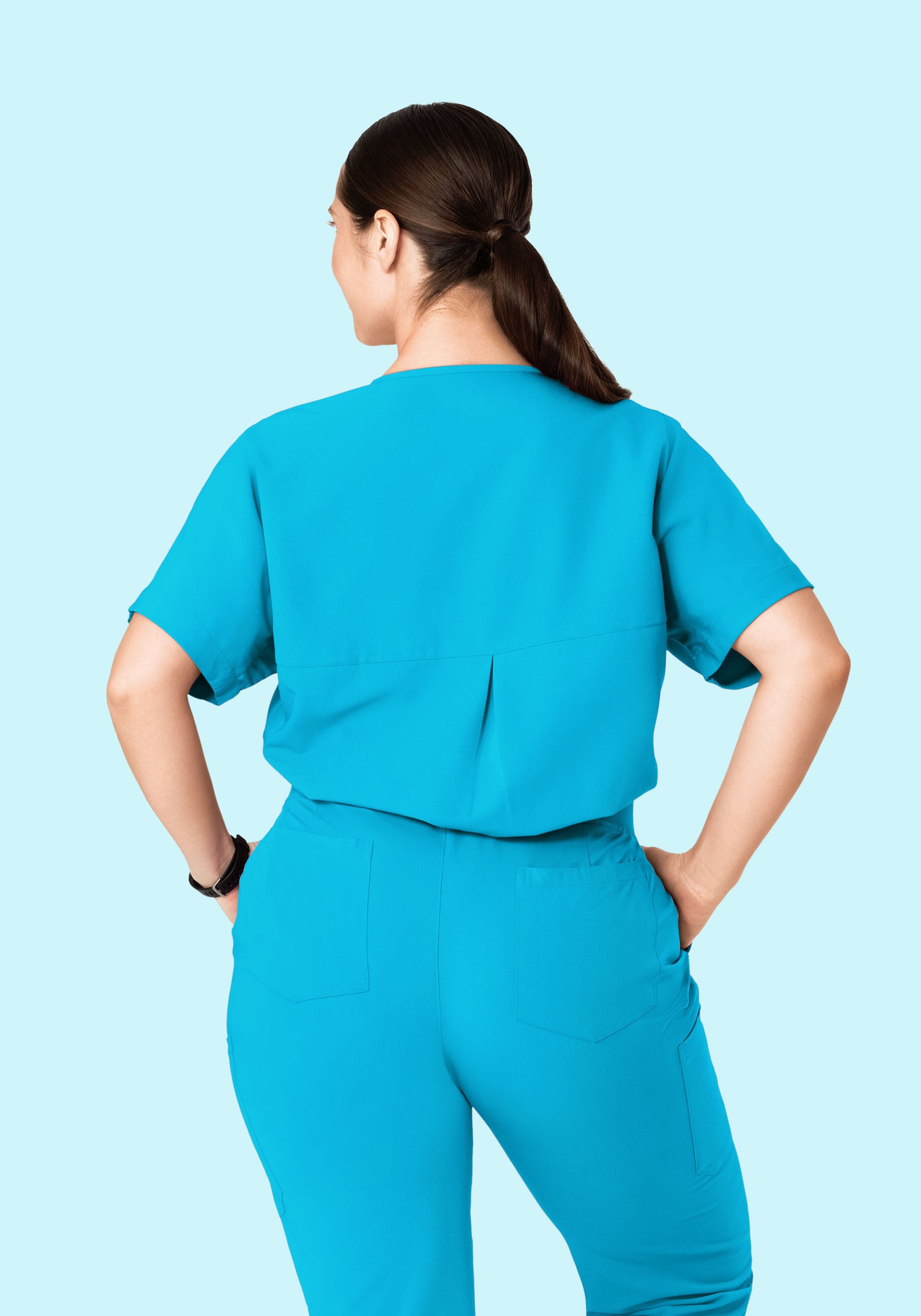 Oversized V Neck Top Pacific Blue