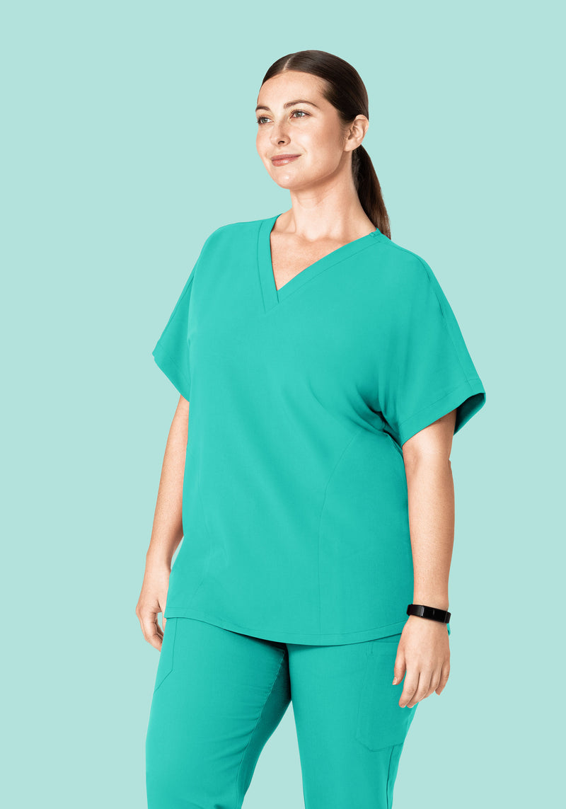 Oversized V Neck Top Surgical Green