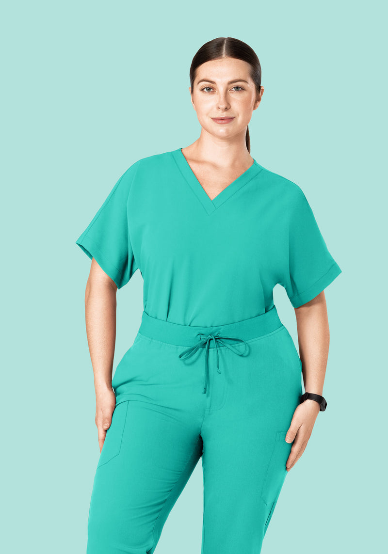 Oversized V Neck Top Surgical Green