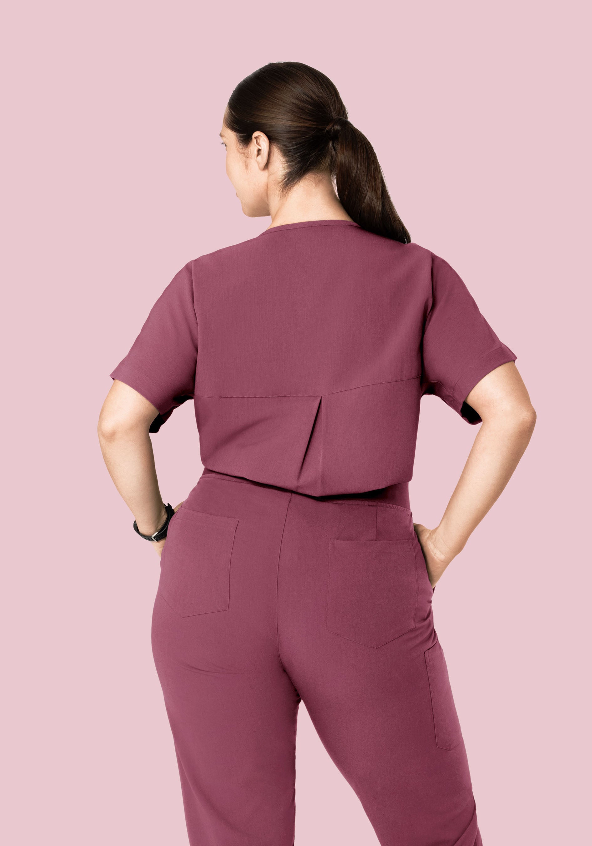 Oversized V Neck Top Deep Mauve