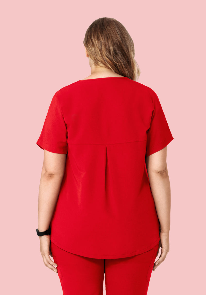 Oversized V Neck Top Candy Red