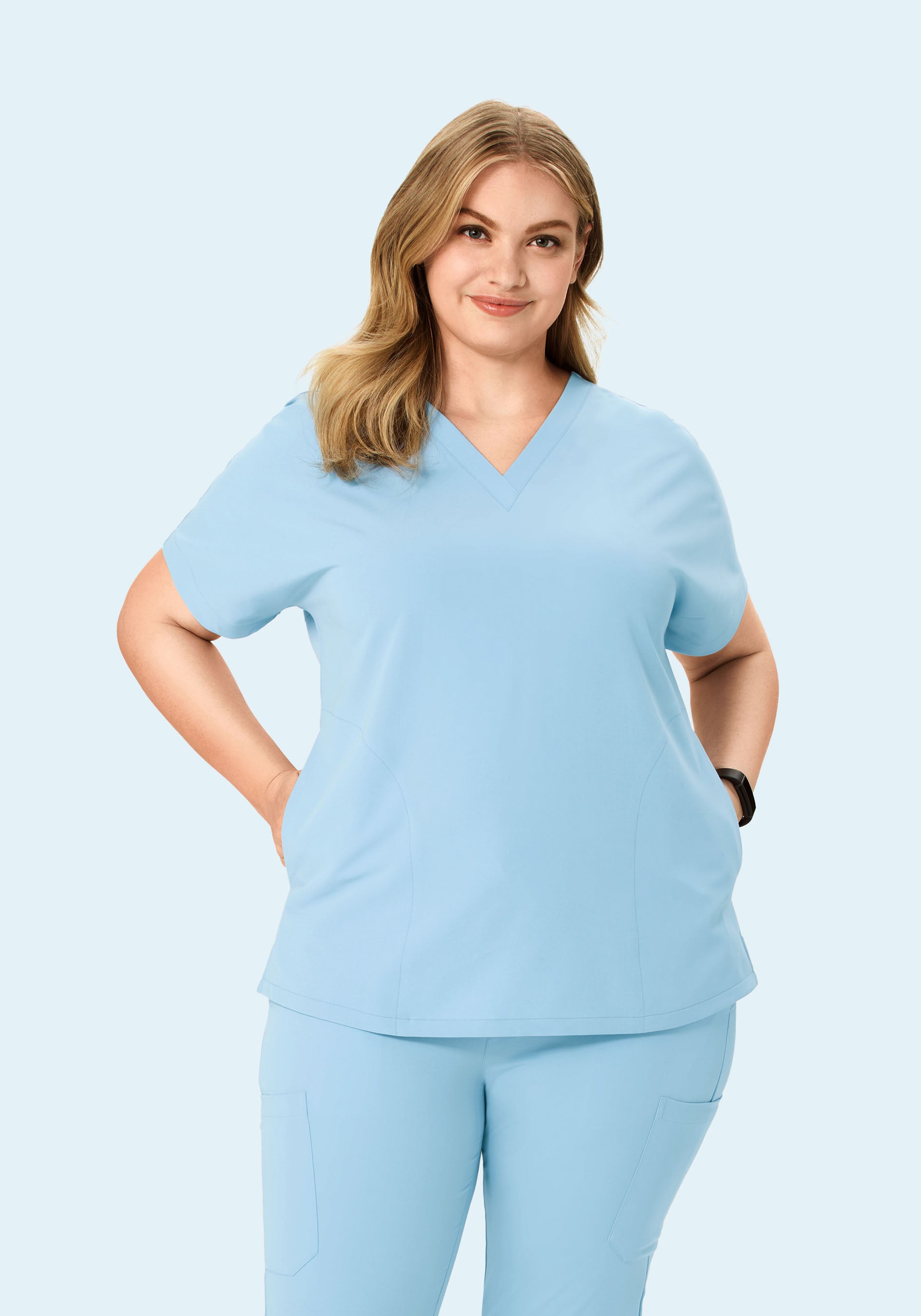 Oversized V Neck Top Nordic Blue