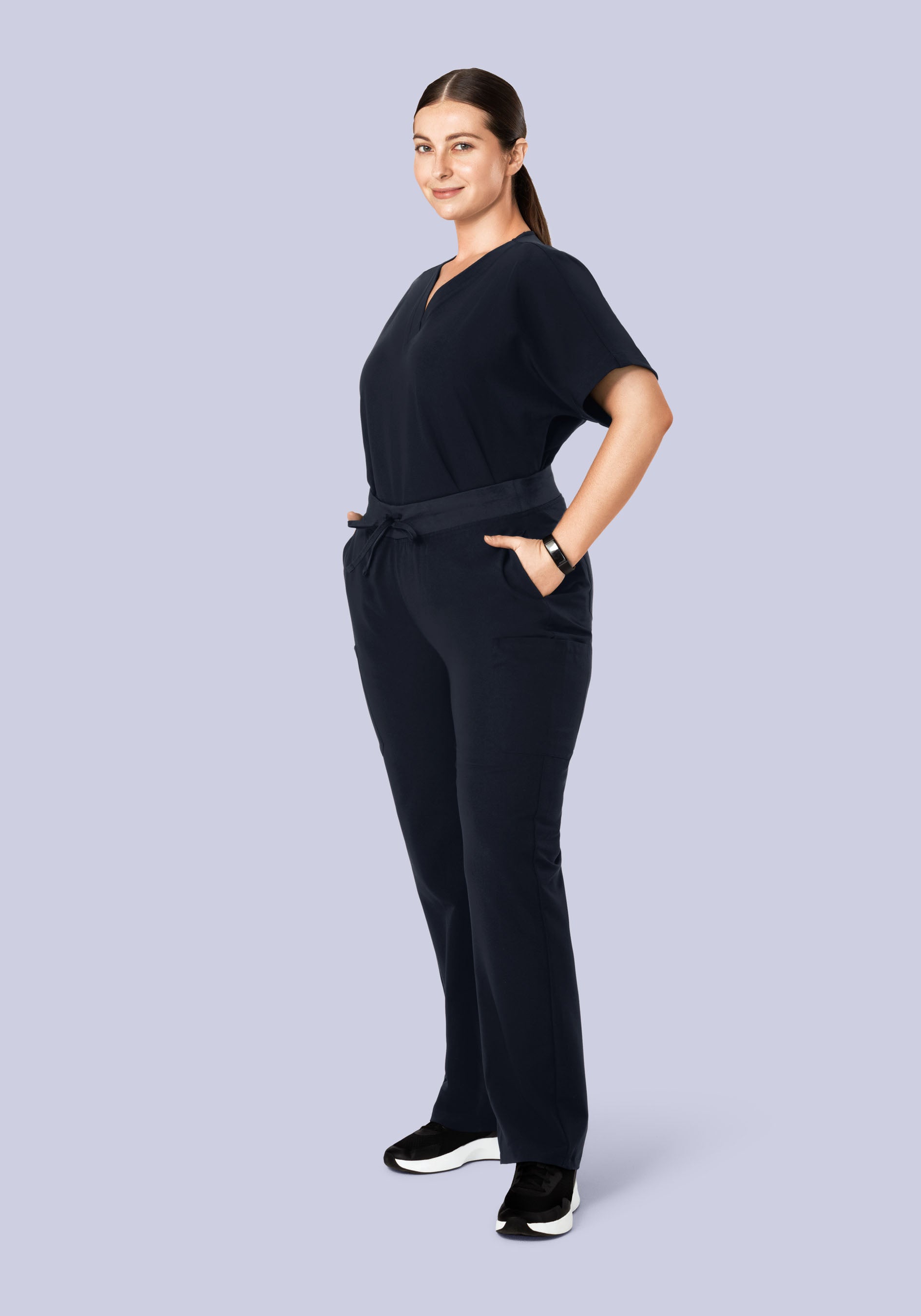 Oversized V Neck Top Midnight Navy