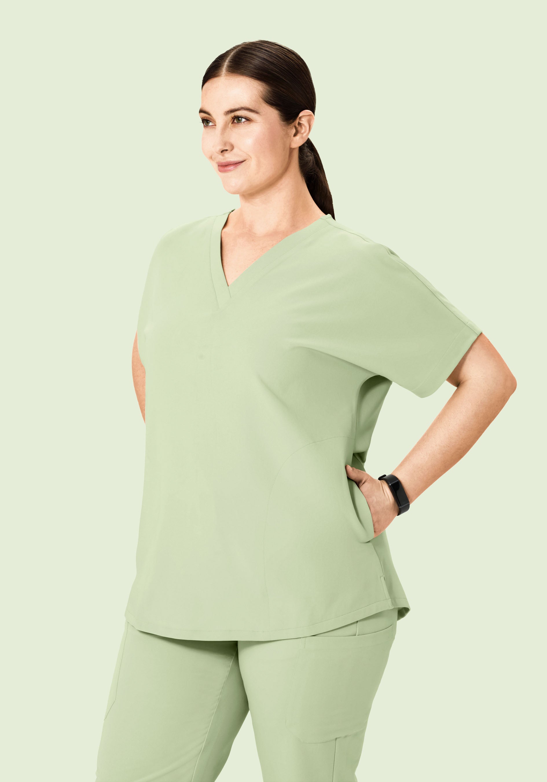 Oversized V Neck Top Matcha