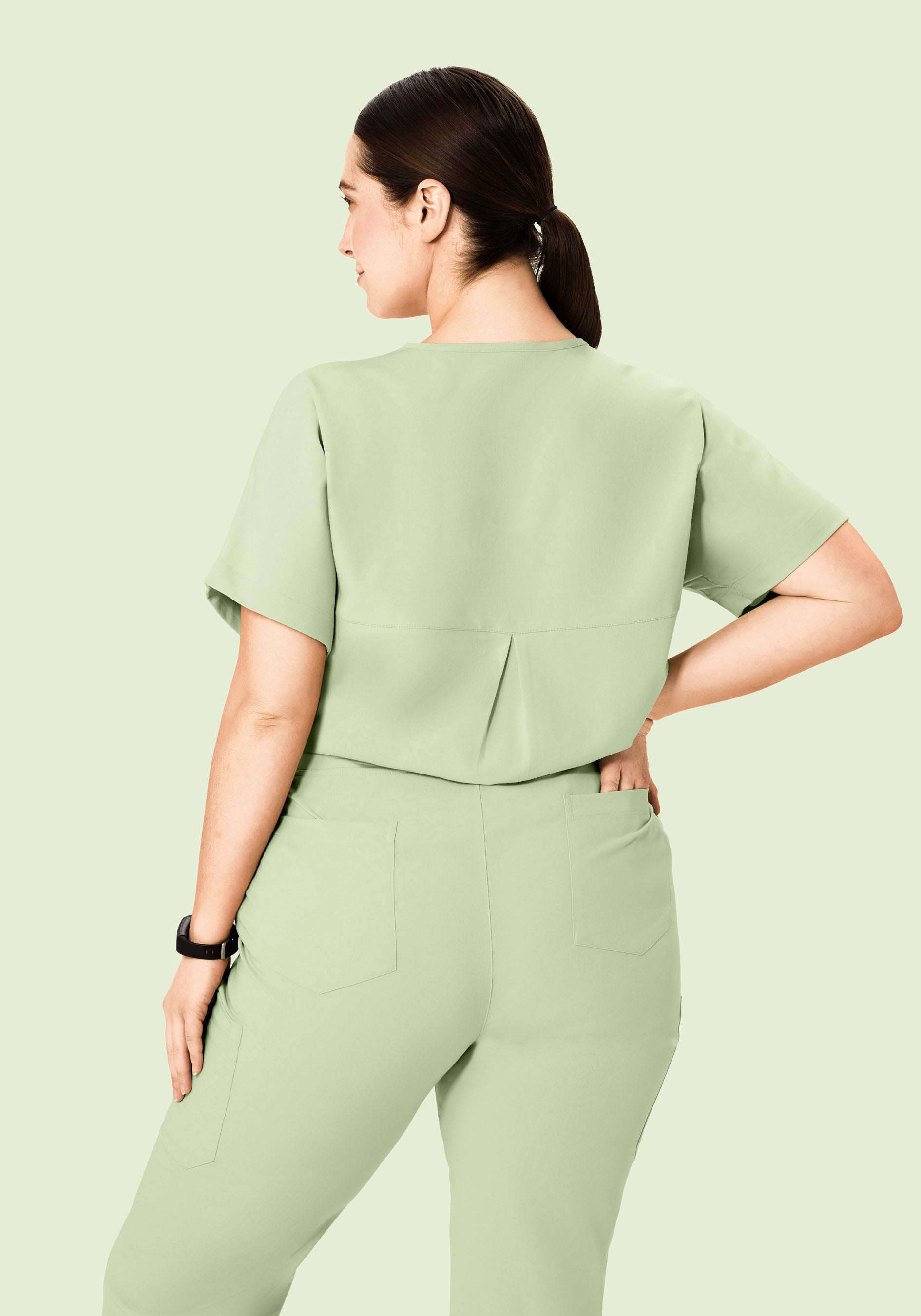 Oversized V Neck Top Matcha