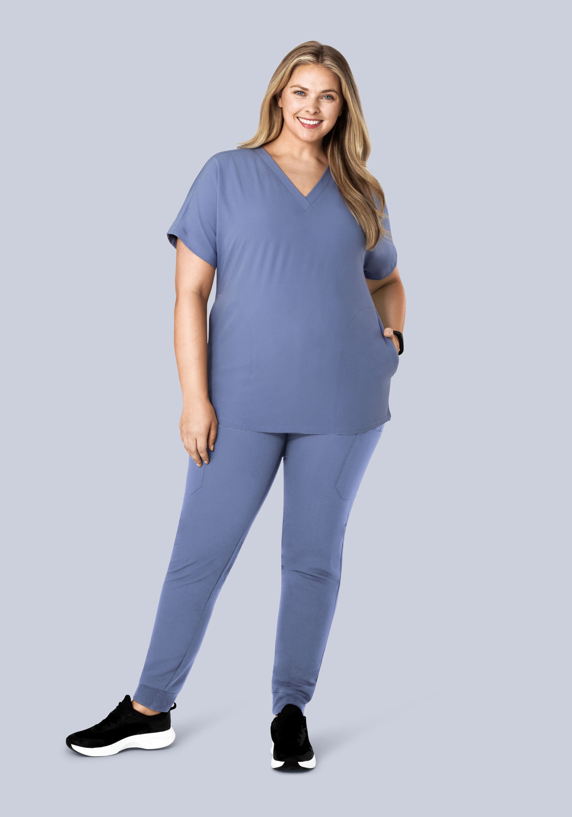 Oversized V Neck Top Periwinkle