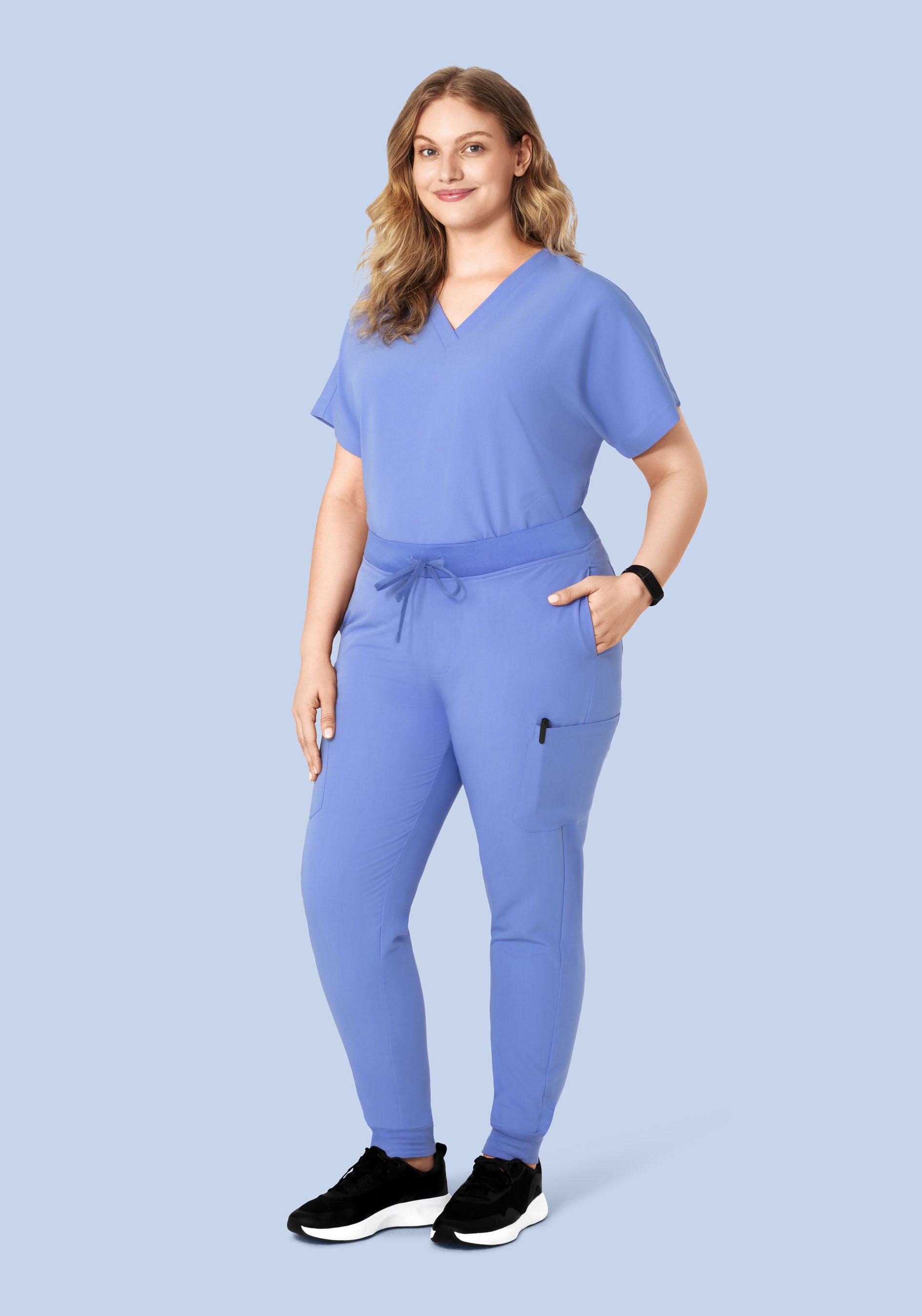 Oversized V Neck Top French Blue