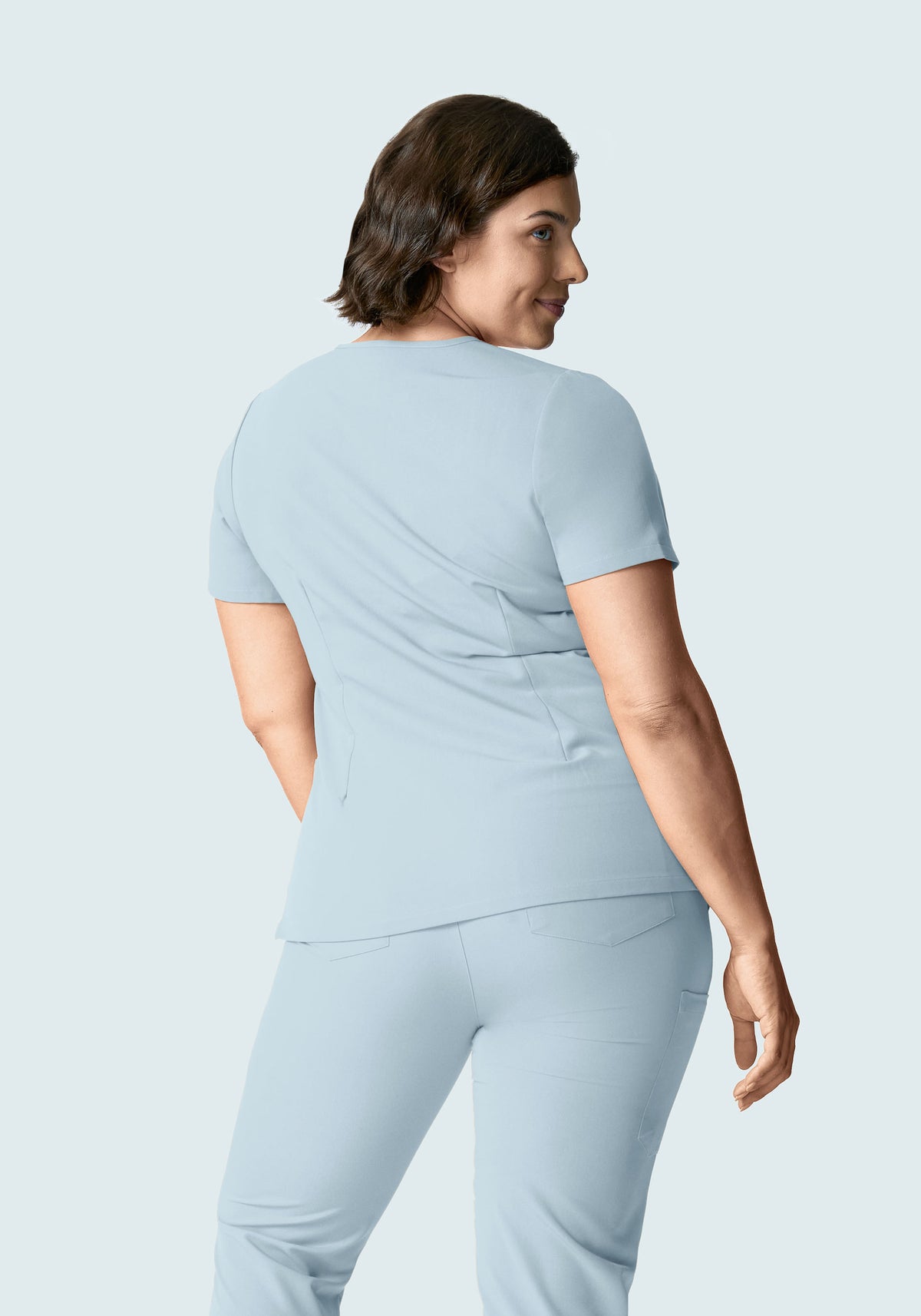 5 Pocket Notch Neck Top Powder Blue