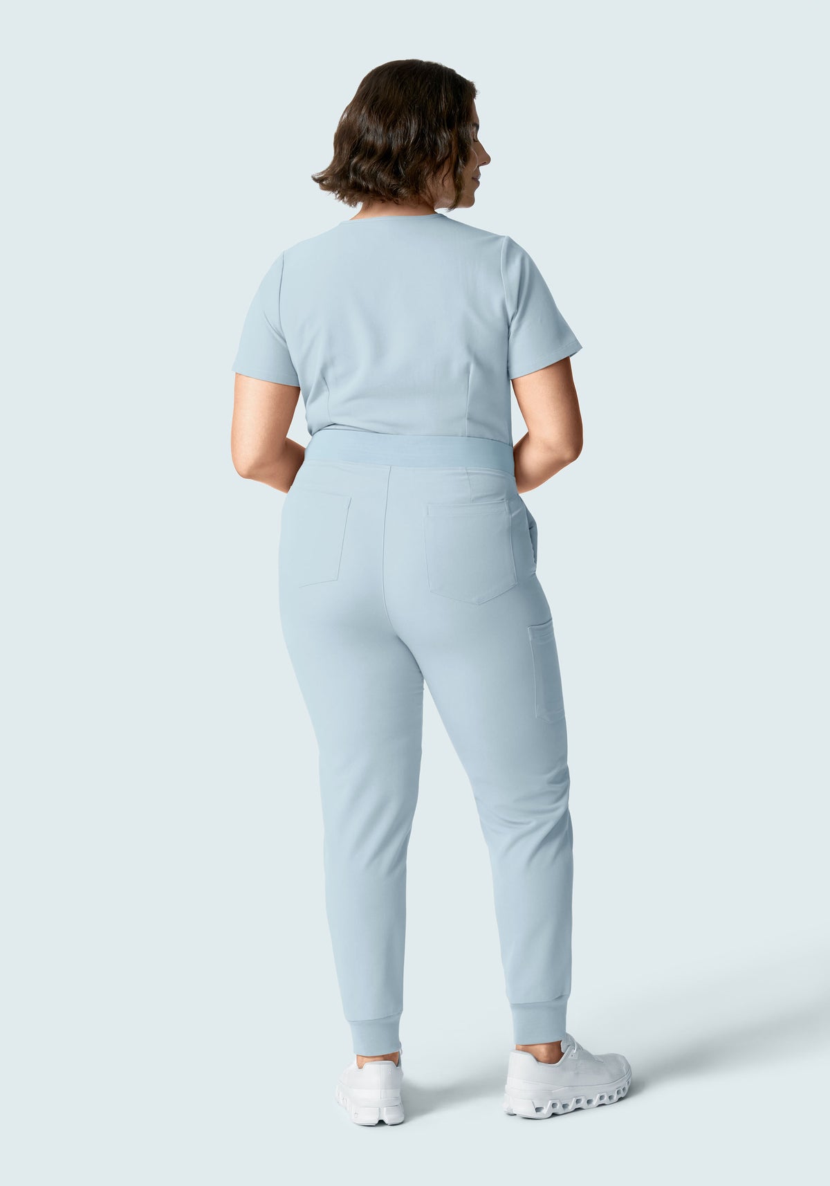5 Pocket Notch Neck Top Powder Blue