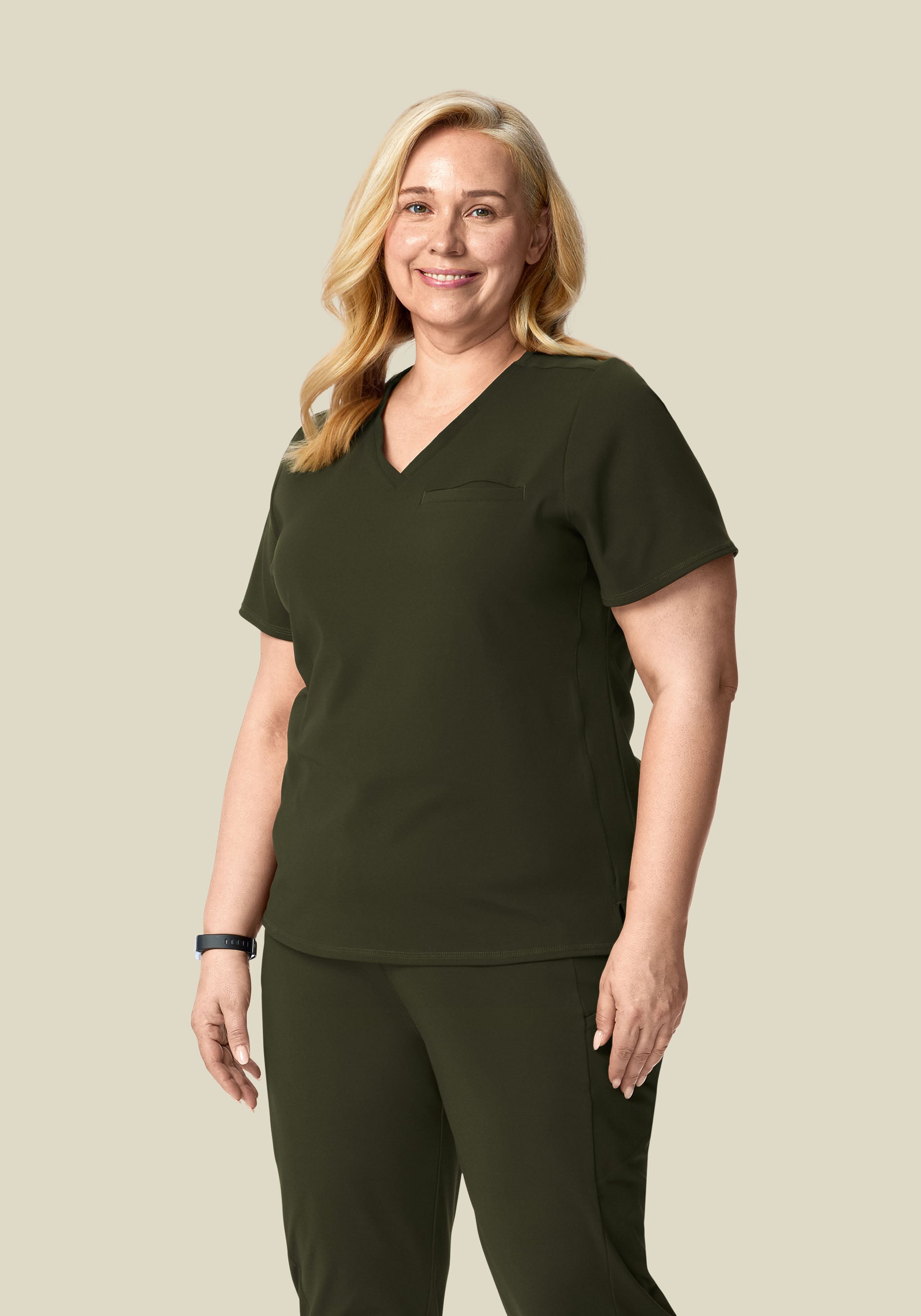 Soft Stretch Chest Pocket Top Olive