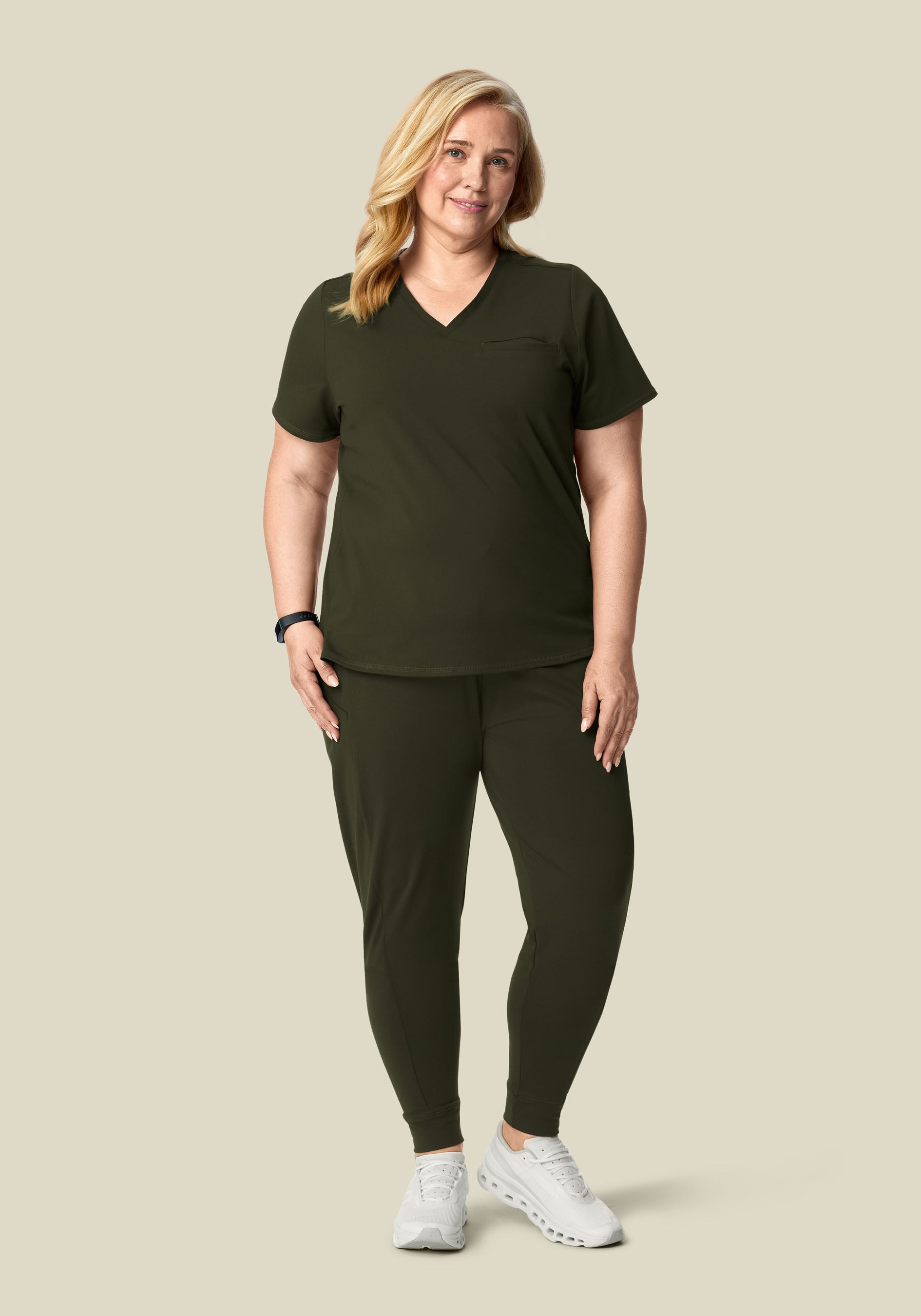 Soft Stretch Chest Pocket Top Olive
