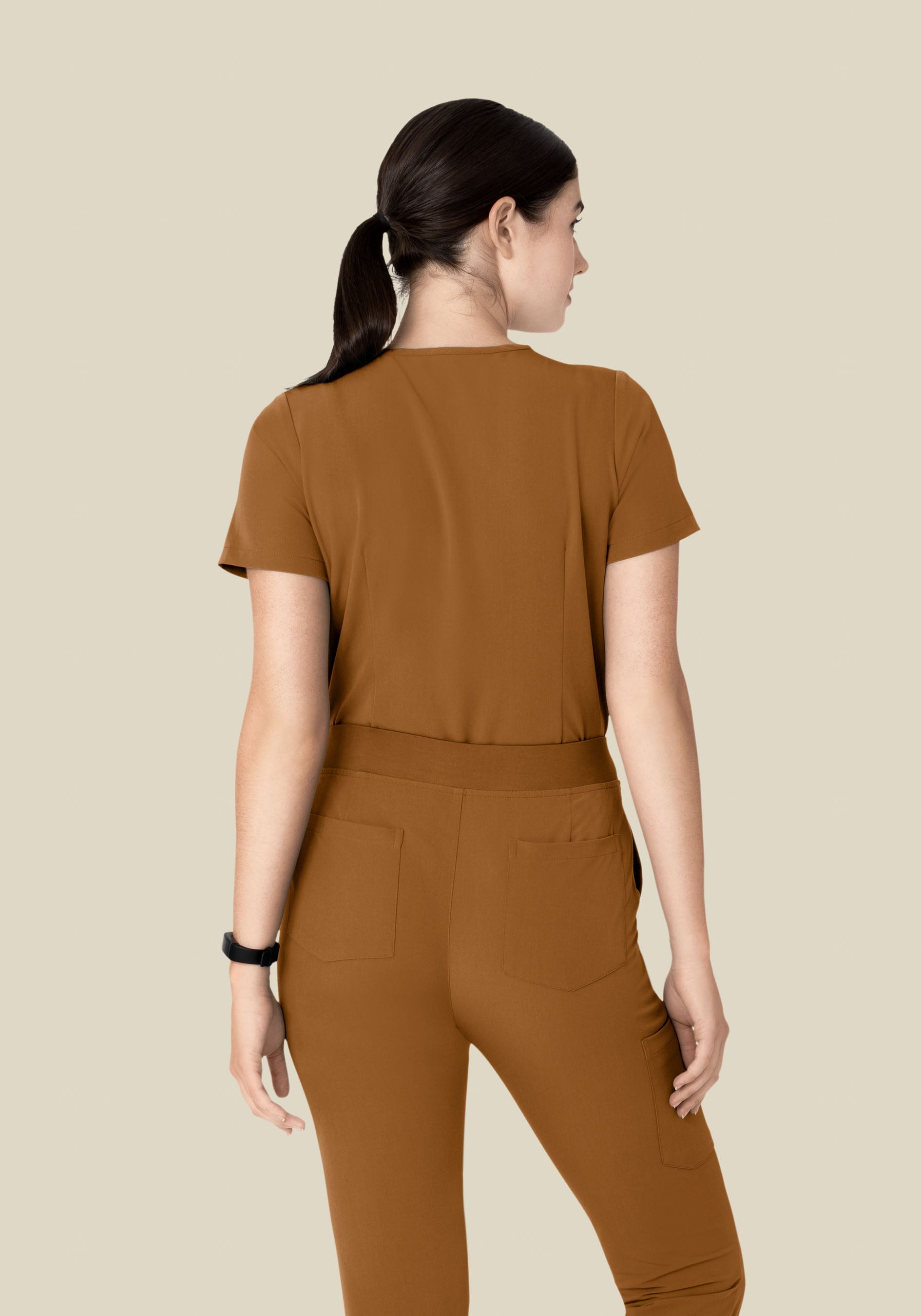 Women's V-Neck 6-Pocket Scrub Top - Camel | Mandala Scrubs