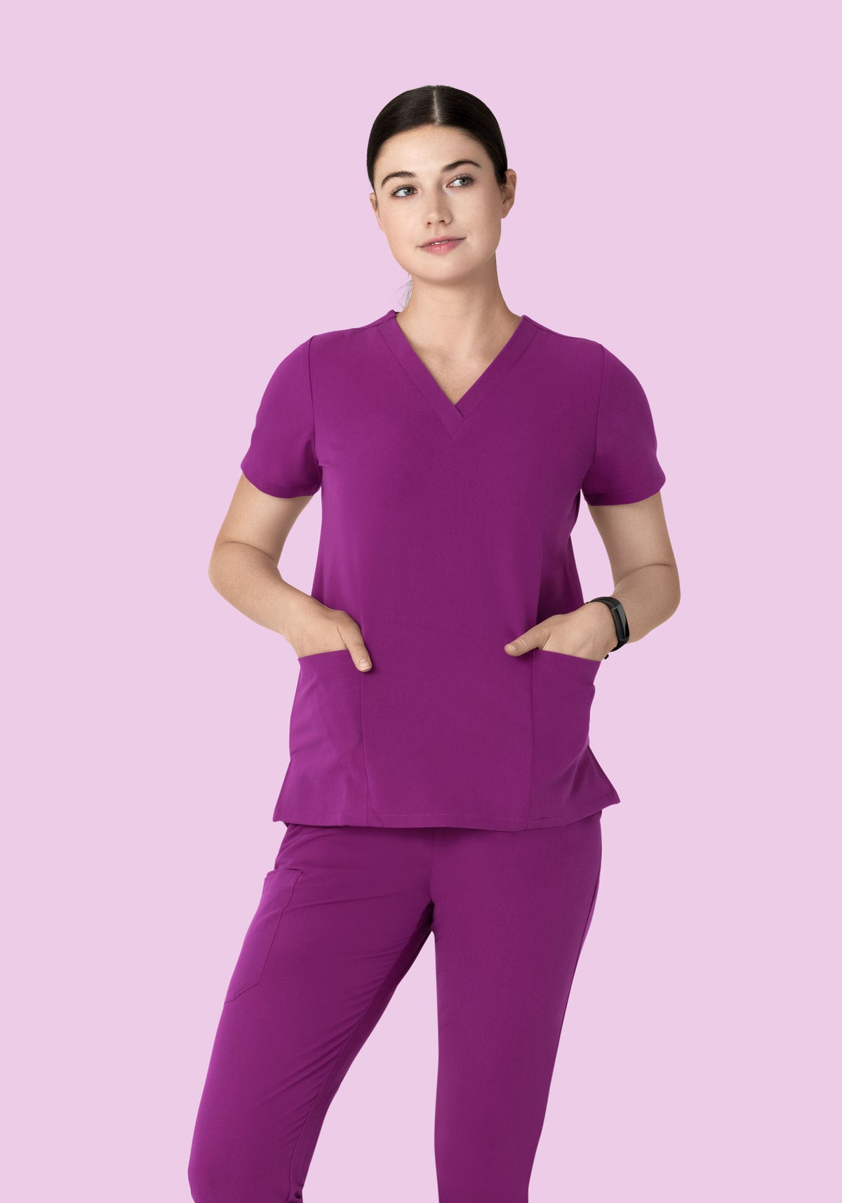 Women's V-Neck 6-Pocket Scrub Top - Dark Orchid | Mandala Scrubs