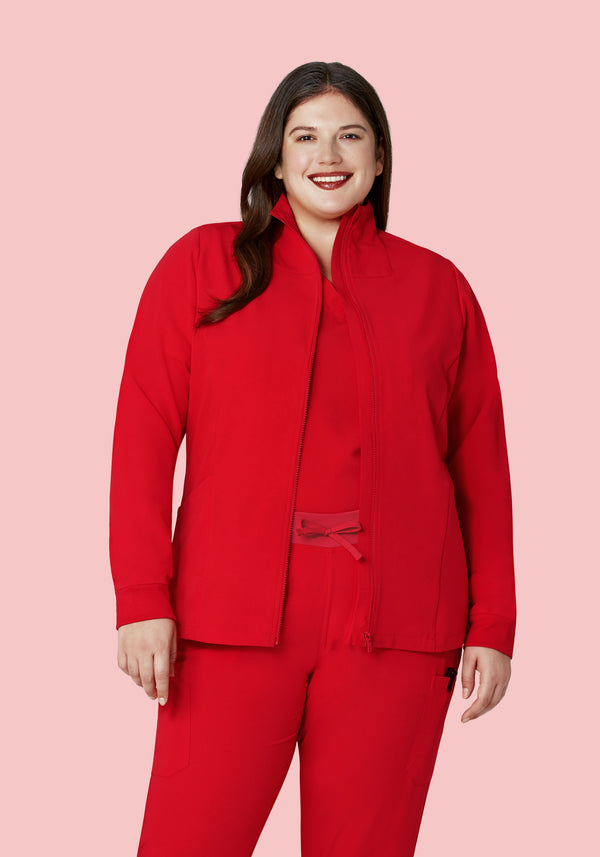 Women's Modern Scrub Jacket Candy Red