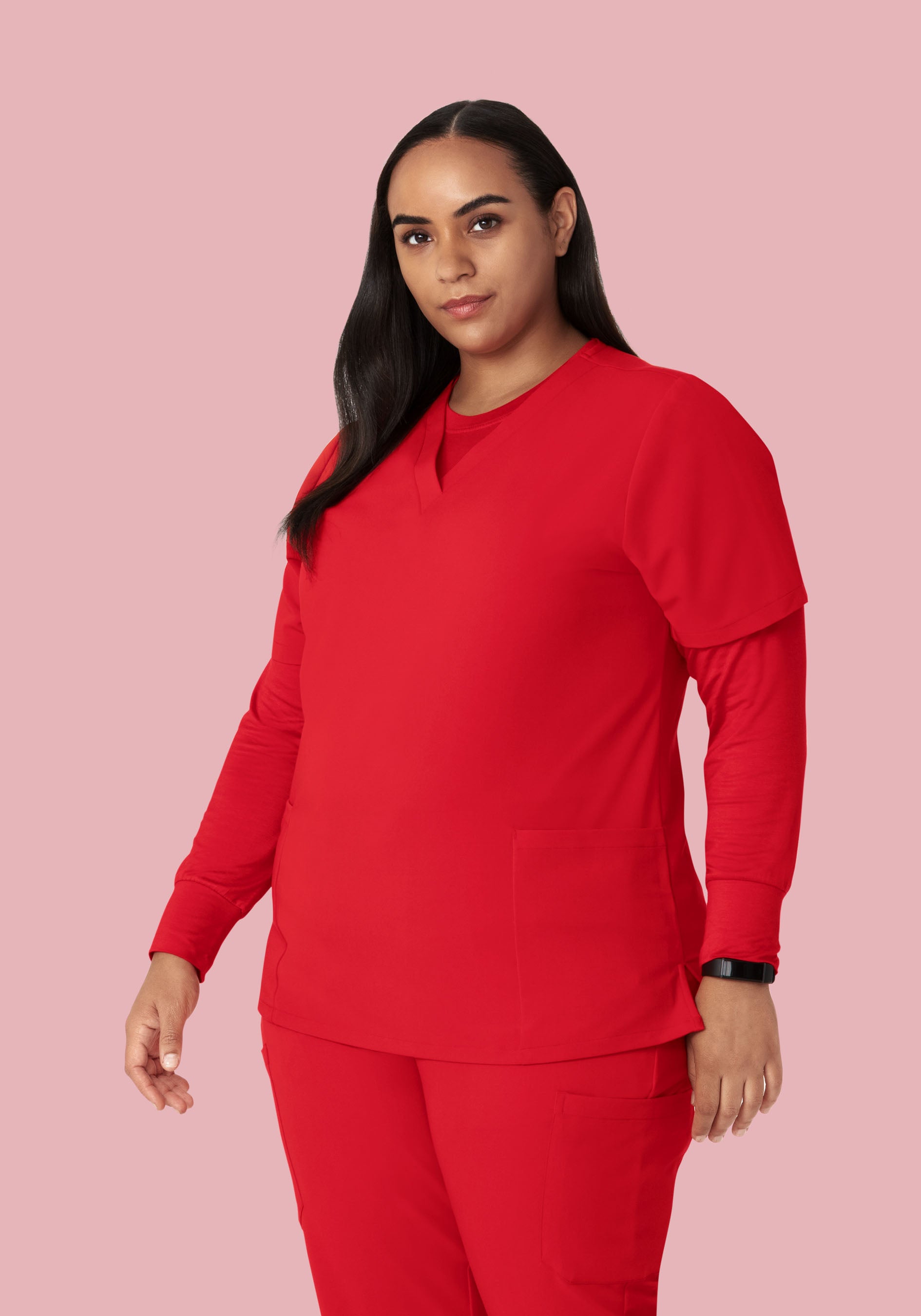 Women's Underscrub Base Layer Scrub Top - Poppy Red | Mandala Scrubs