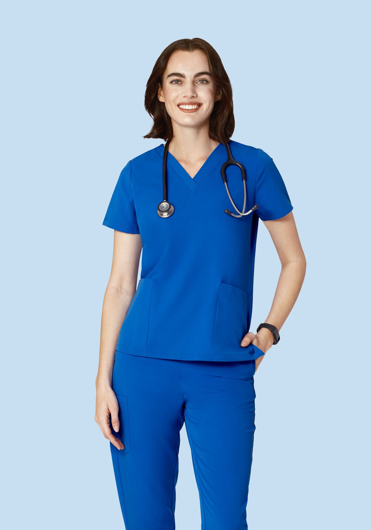 Women's V-Neck 6-Pocket Scrub Top - Cobalt | Mandala Scrubs